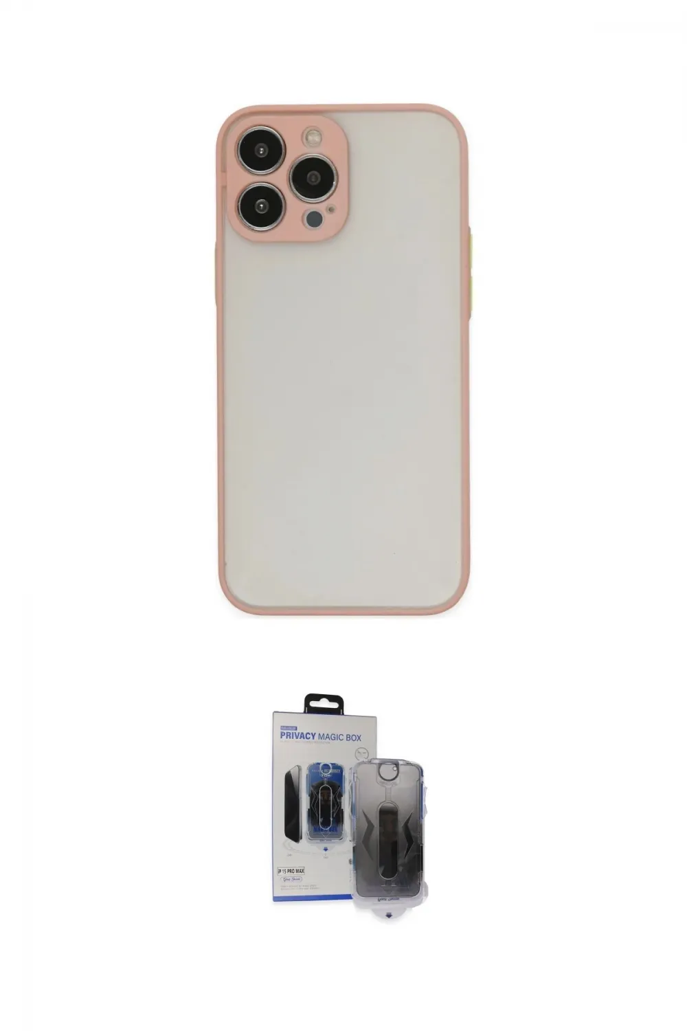 ieg™ iPhone 15 Pro Max Kılıf Ahenk Çizgi Serisi - Siyah Vanessa Magic Hayalet Cam