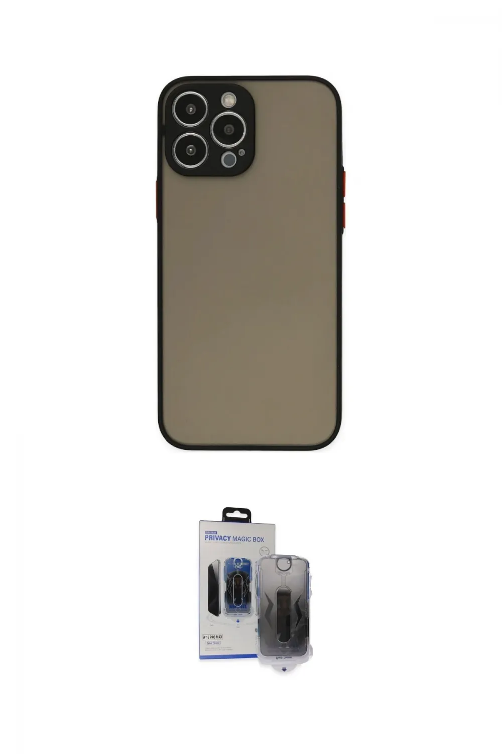 ieg™ iPhone 15 Pro Max Kılıf Ahenk Çizgi Serisi - Siyah Vanessa Magic Hayalet Cam
