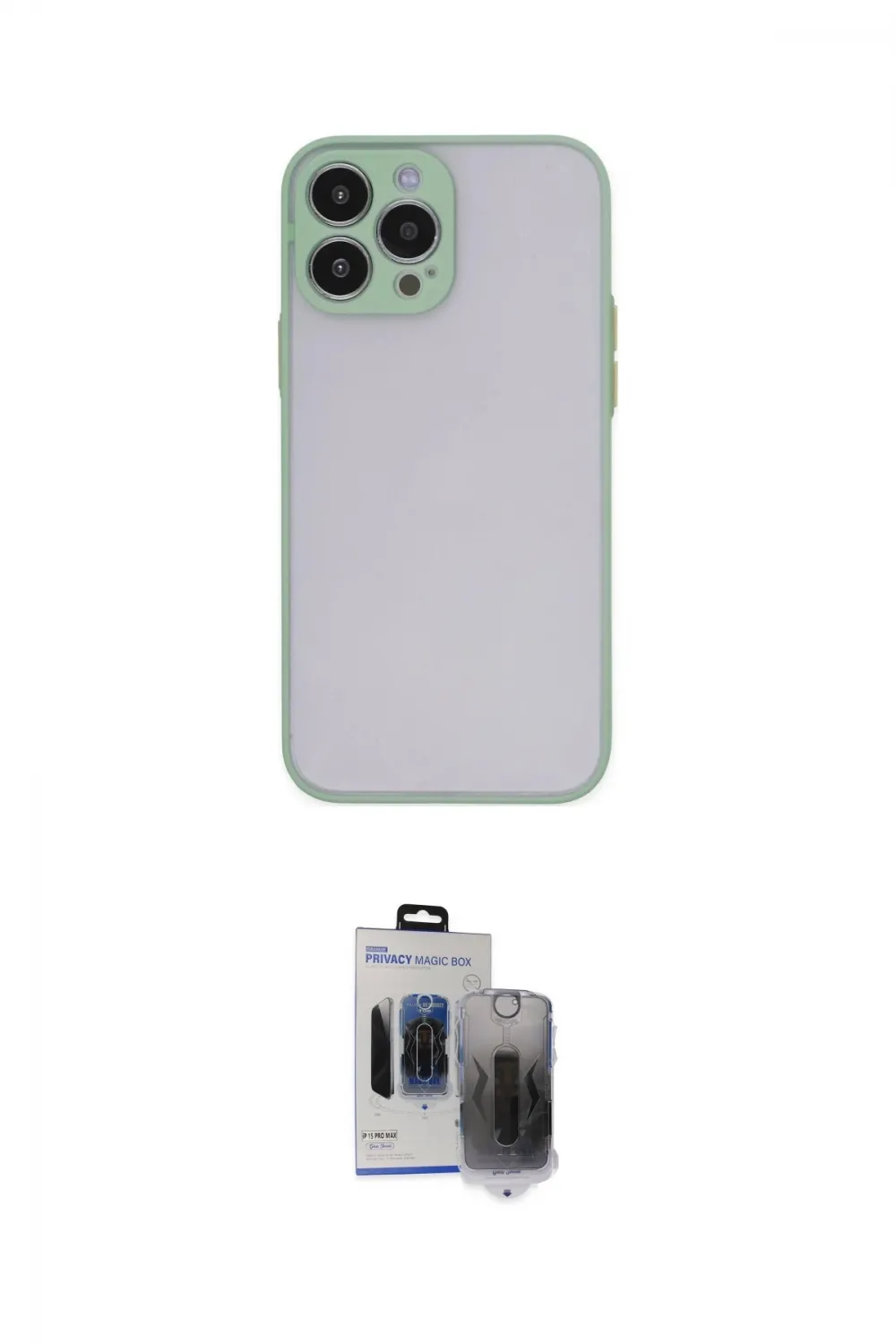 ieg™ iPhone 15 Pro Max Kılıf Ahenk Çizgi Serisi - Siyah Vanessa Magic Hayalet Cam