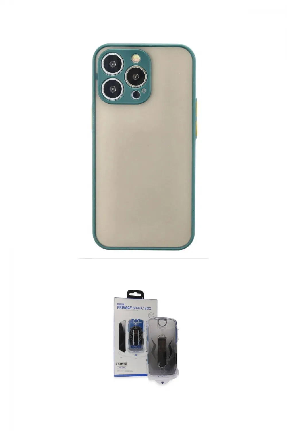 ieg™ iPhone 15 Pro Max Kılıf Ahenk Çizgi Serisi - Siyah Vanessa Magic Hayalet Cam