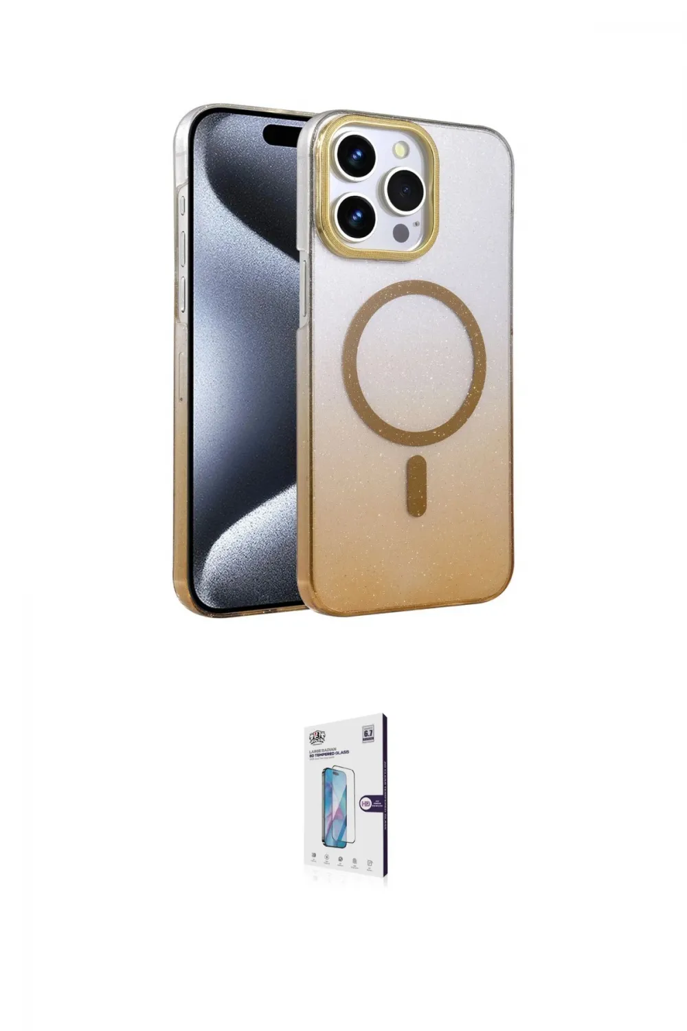ieg™ iPhone 15 Pro Max Kılıf Ahenk Doku Özel Seri - Siyah Bilvis 0.18mm Plus Cam Ekran Koruyucu