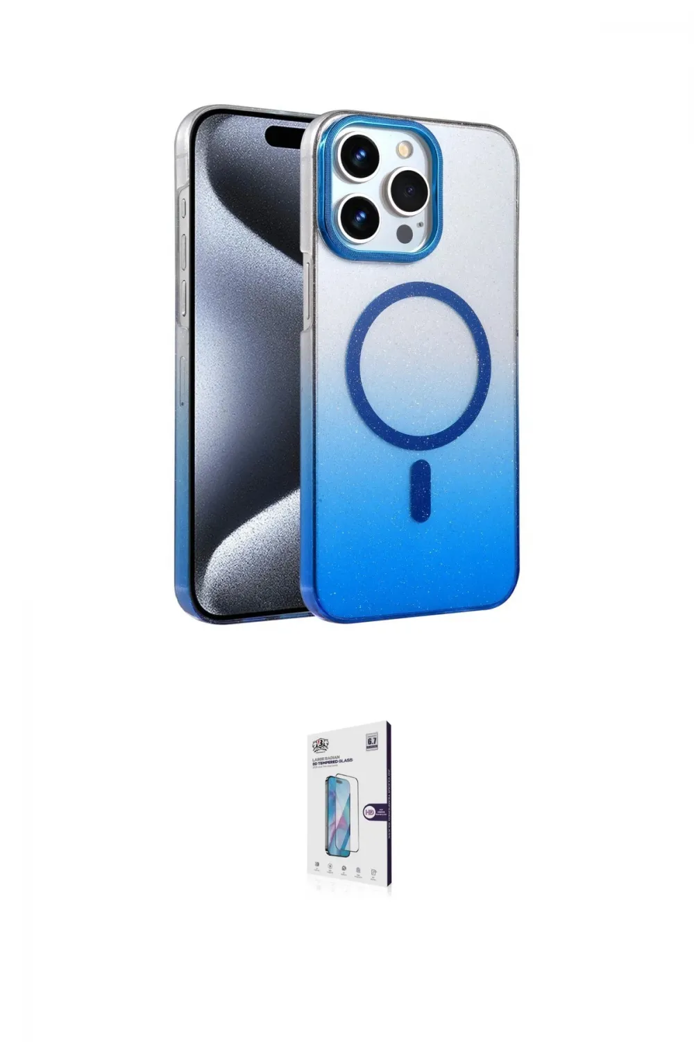 ieg™ iPhone 15 Pro Max Kılıf Ahenk Doku Özel Seri - Siyah Bilvis 0.18mm Plus Cam Ekran Koruyucu