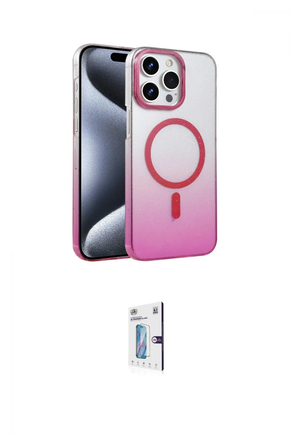 ieg™ iPhone 15 Pro Max Kılıf Ahenk Doku Özel Seri - Siyah Bilvis 0.18mm Plus Cam Ekran Koruyucu