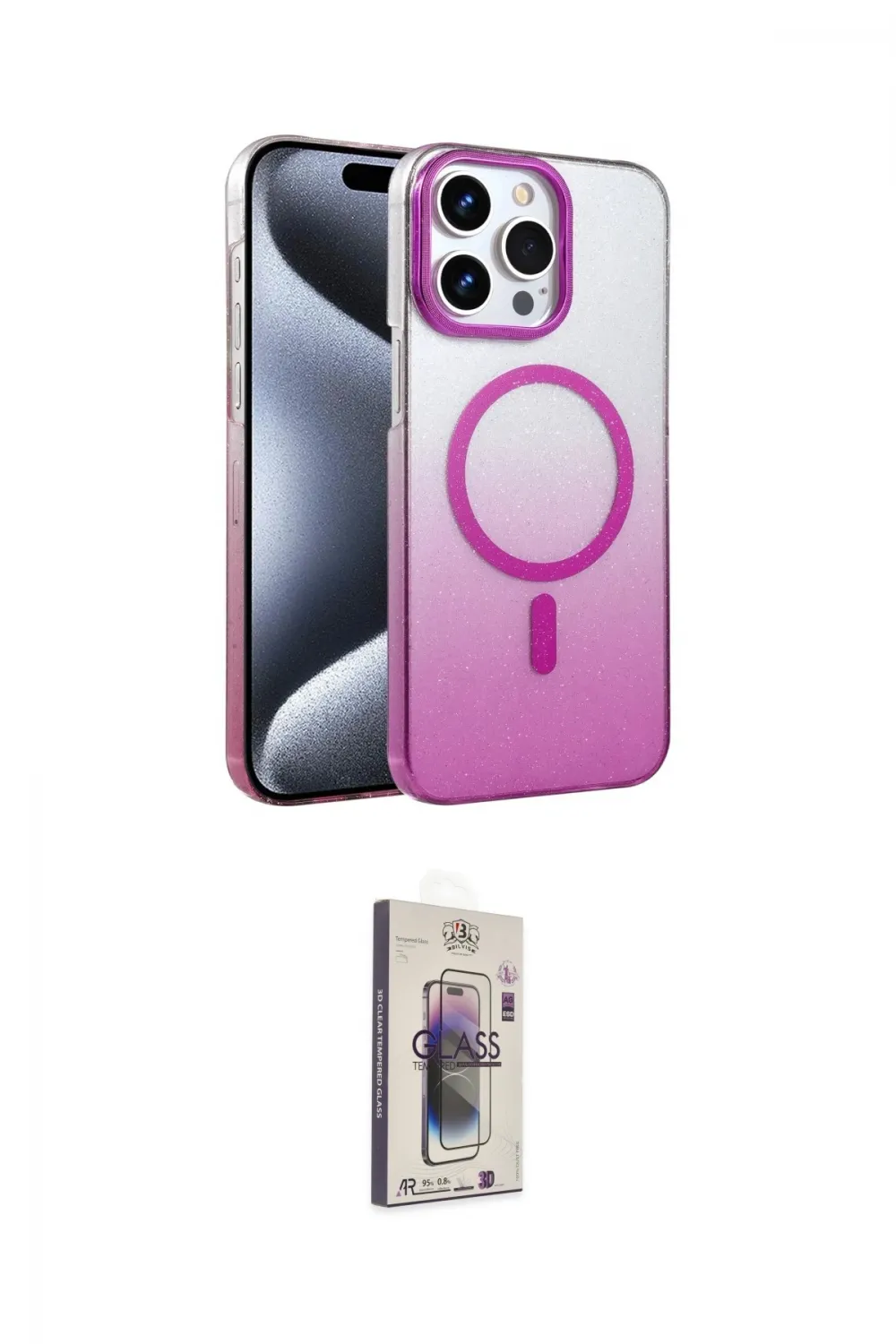 ieg™ iPhone 15 Pro Max Kılıf Ahenk Doku Özel Seri - Siyah Bilvis 3D Cam Ekran Koruyucu