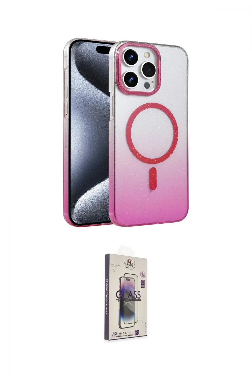 ieg™ iPhone 15 Pro Max Kılıf Ahenk Doku Özel Seri - Siyah Bilvis 3D Cam Ekran Koruyucu