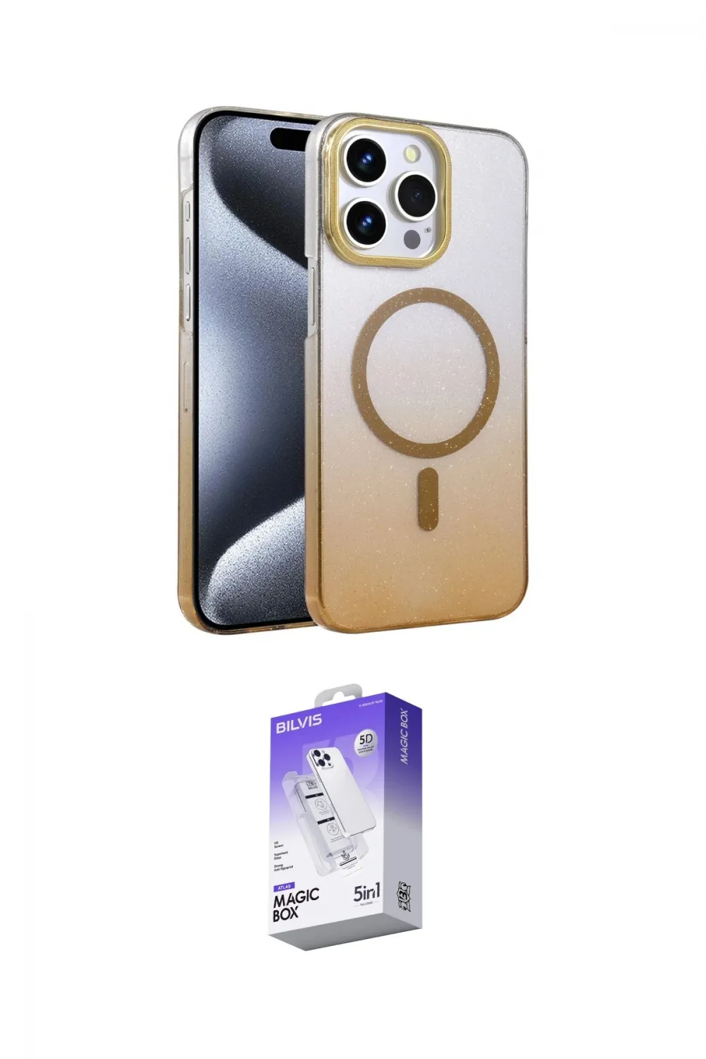 ieg™ iPhone 15 Pro Max Kılıf Ahenk Doku Özel Seri - Siyah Bilvis 5in1 3D Magic Cam Ekran Koruyucu