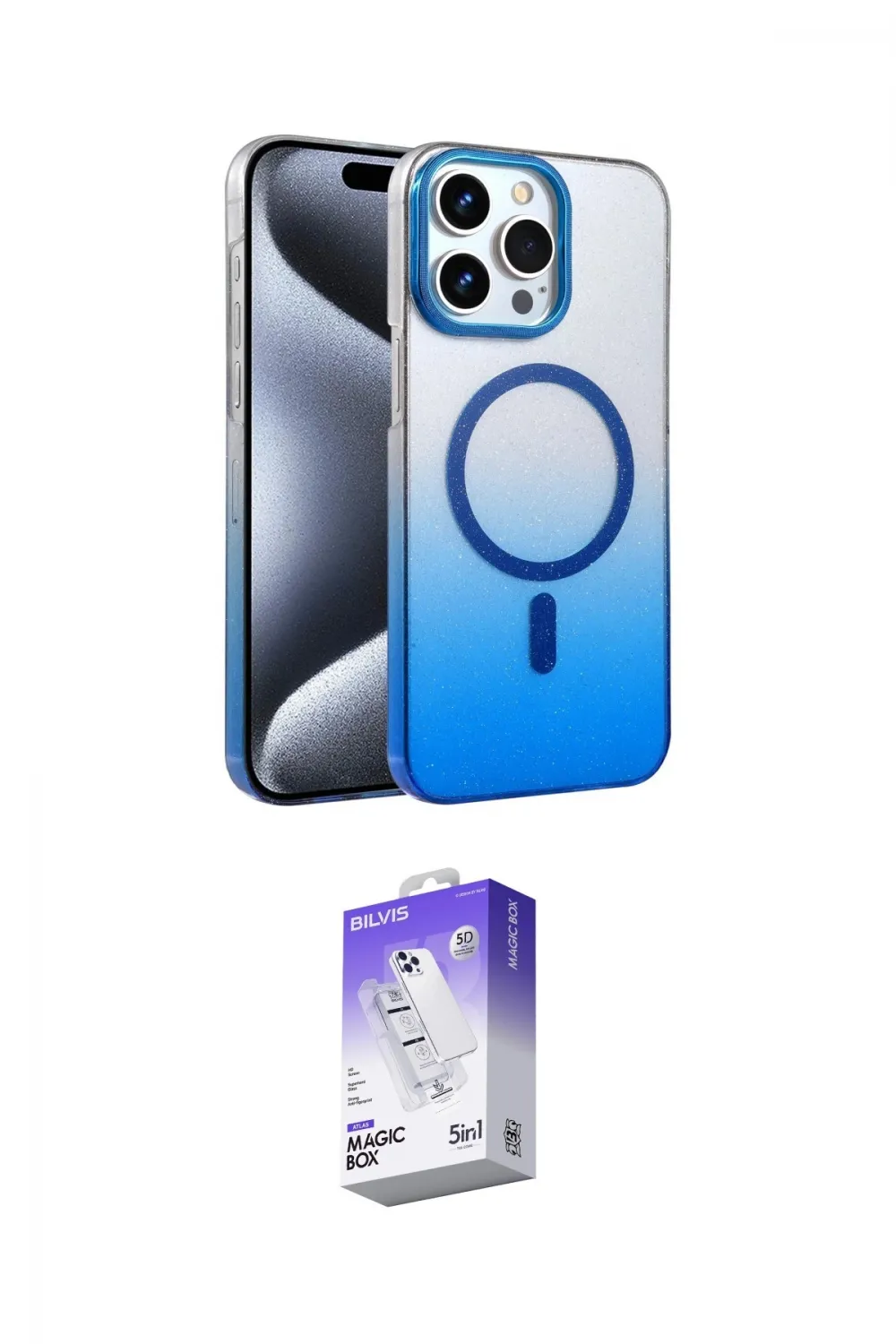 ieg™ iPhone 15 Pro Max Kılıf Ahenk Doku Özel Seri - Siyah Bilvis 5in1 3D Magic Cam Ekran Koruyucu