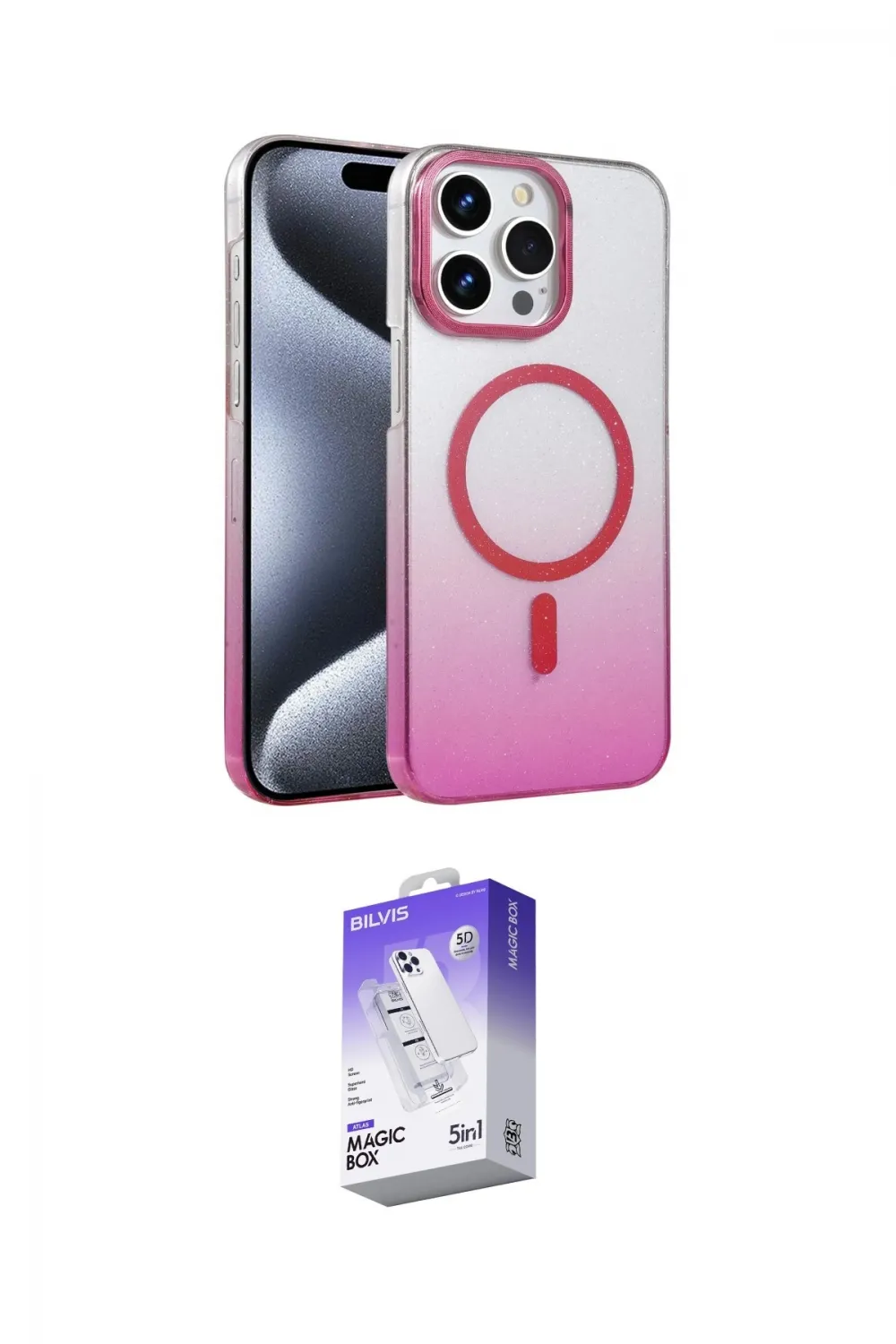 ieg™ iPhone 15 Pro Max Kılıf Ahenk Doku Özel Seri - Siyah Bilvis 5in1 3D Magic Cam Ekran Koruyucu