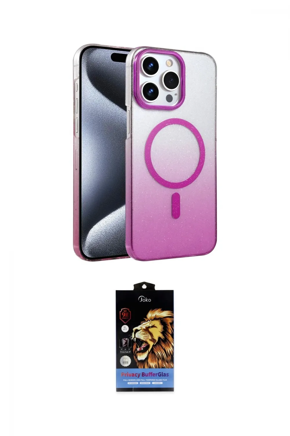 ieg™ iPhone 15 Pro Max Kılıf Ahenk Doku Özel Seri - Siyah Buffer Hayalet Cam Ekran Koruyucu