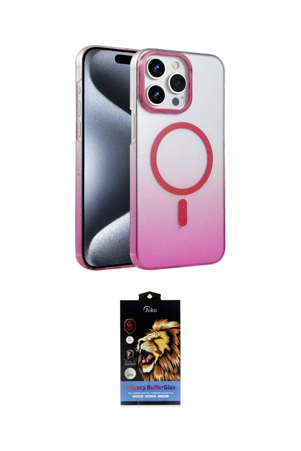 ieg™ iPhone 15 Pro Max Kılıf Ahenk Doku Özel Seri - Siyah Buffer Hayalet Cam Ekran Koruyucu