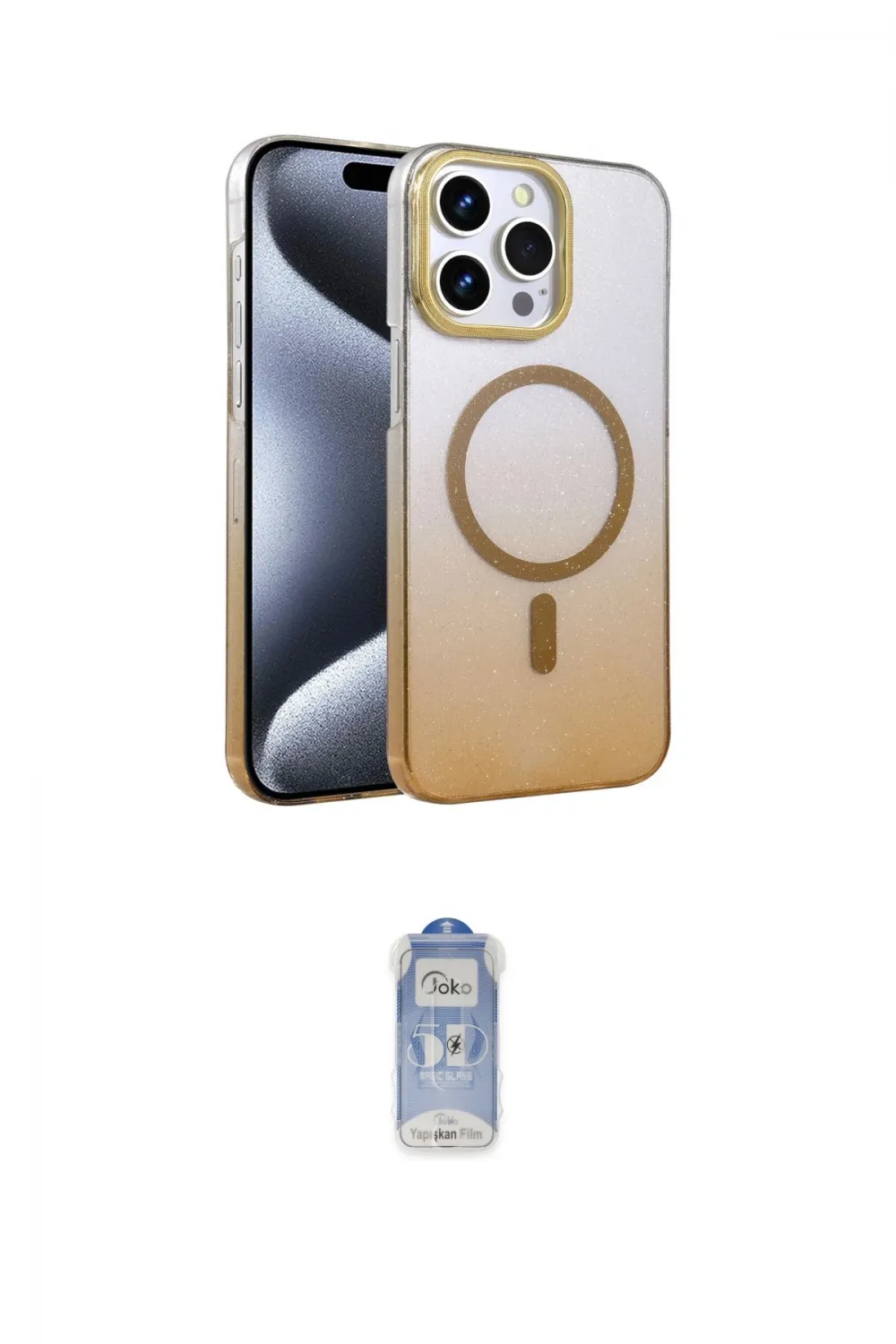 ieg™ iPhone 15 Pro Max Kılıf Ahenk Doku Özel Seri - Siyah Joko Magic 5D Cam