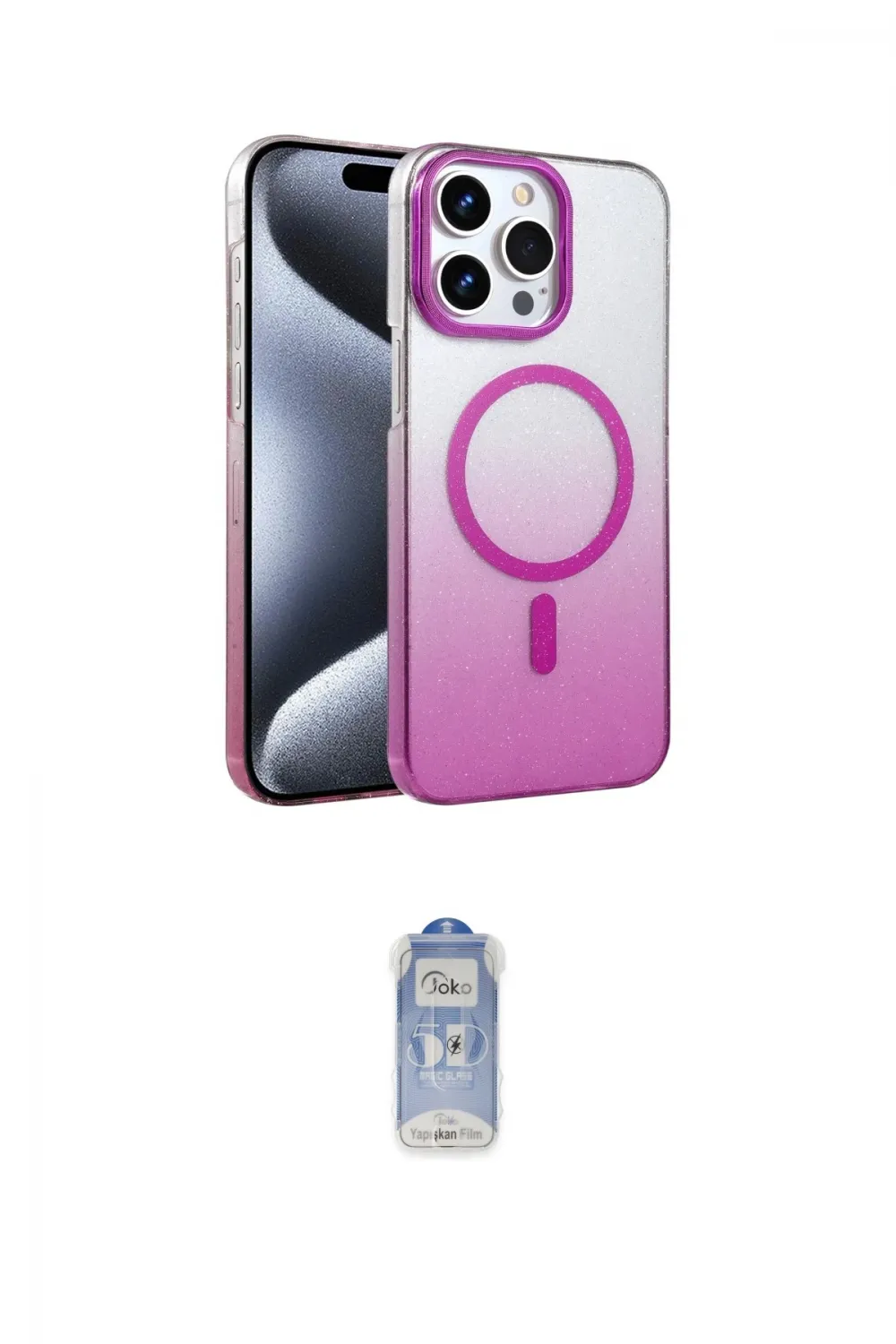 ieg™ iPhone 15 Pro Max Kılıf Ahenk Doku Özel Seri - Siyah Joko Magic 5D Cam