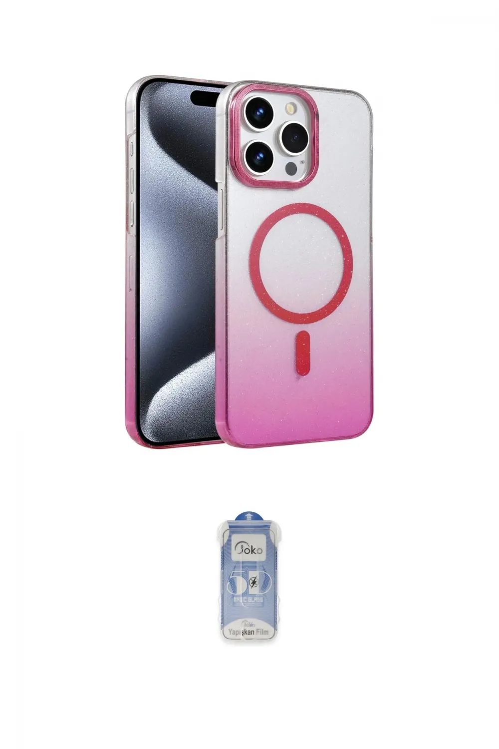 ieg™ iPhone 15 Pro Max Kılıf Ahenk Doku Özel Seri - Siyah Joko Magic 5D Cam