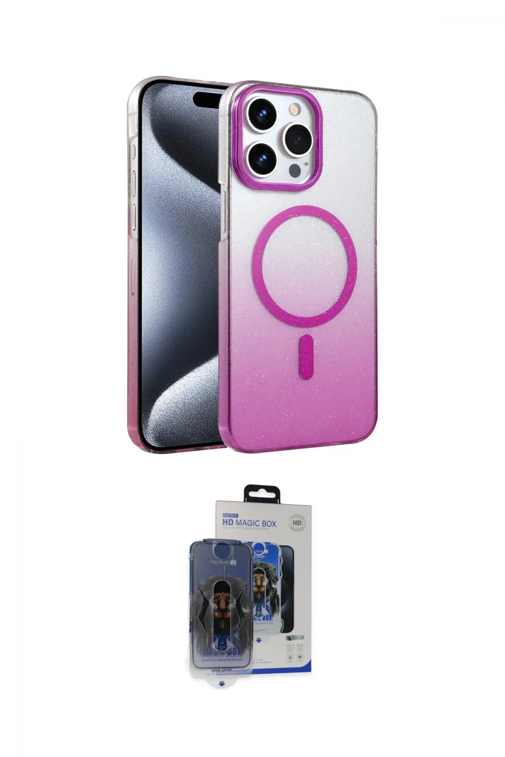 ieg™ iPhone 15 Pro Max Kılıf Ahenk Doku Özel Seri - Siyah Vanessa Magic Cam