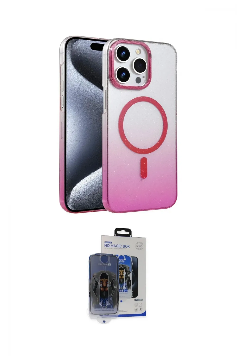 ieg™ iPhone 15 Pro Max Kılıf Ahenk Doku Özel Seri - Siyah Vanessa Magic Cam
