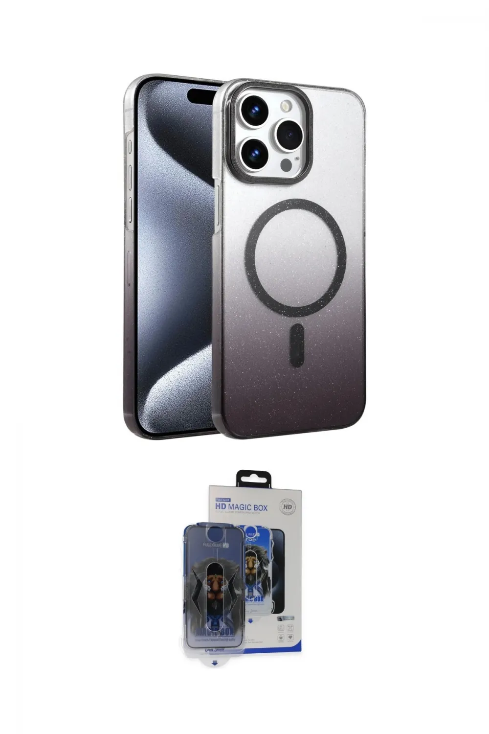 ieg™ iPhone 15 Pro Max Kılıf Ahenk Doku Özel Seri - Siyah Vanessa Magic Cam