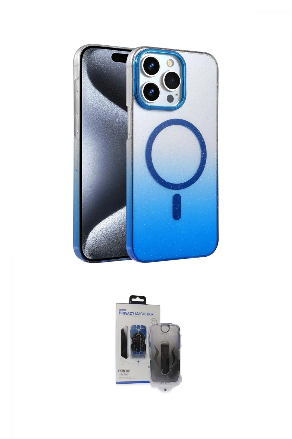 ieg™ iPhone 15 Pro Max Kılıf Ahenk Doku Özel Seri - Siyah Vanessa Magic Hayalet Cam