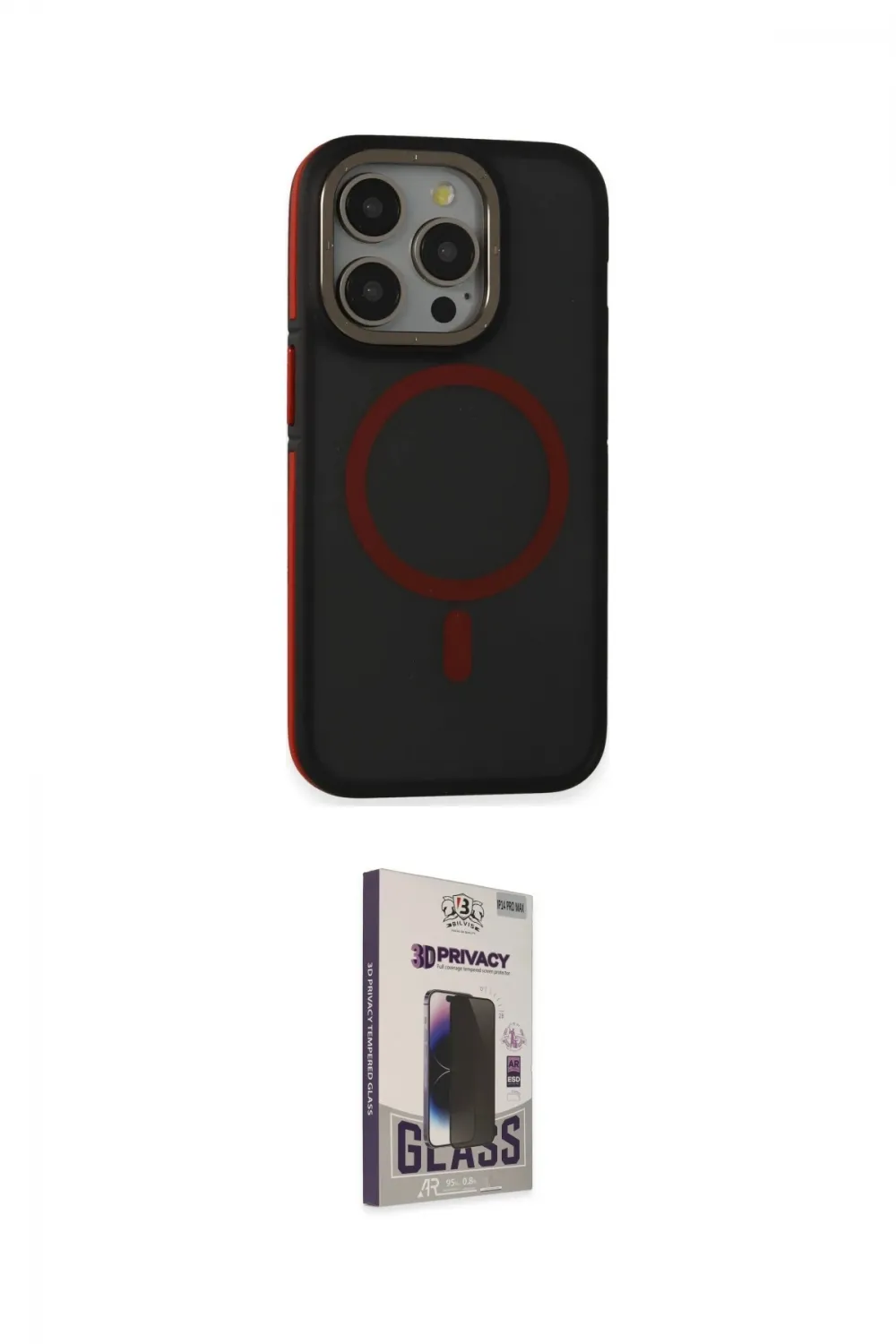 ieg™ iPhone 15 Pro Max Kılıf Ahenk Form Serisi - Siyah Bilvis Hayalet Cam Ekran Koruyucu