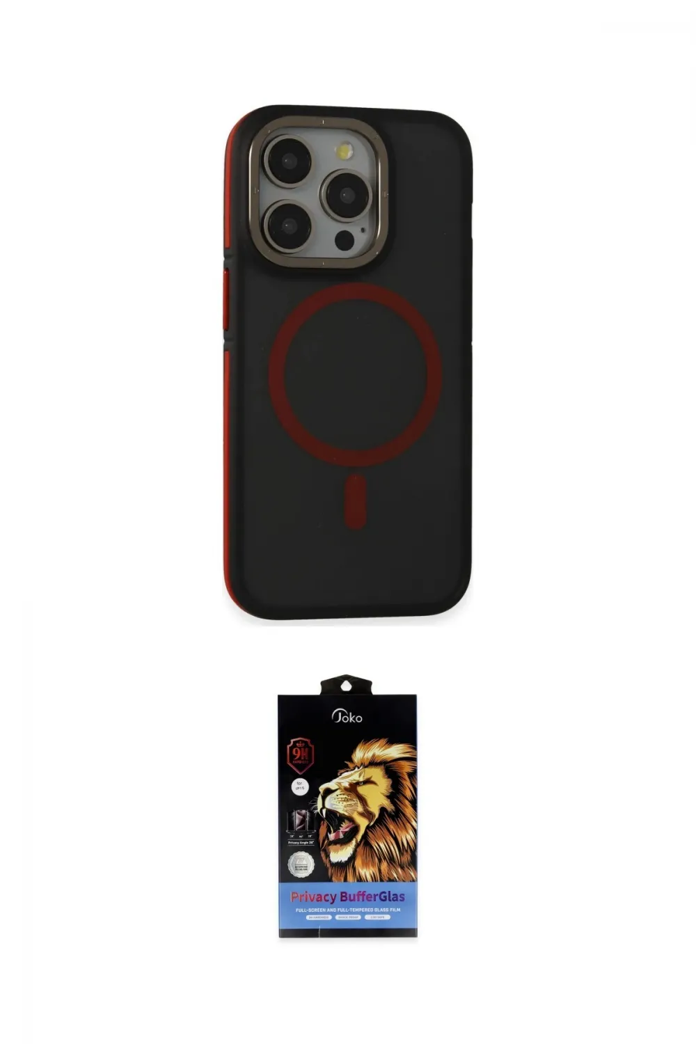 ieg™ iPhone 15 Pro Max Kılıf Ahenk Form Serisi - Siyah Buffer Hayalet Cam Ekran Koruyucu