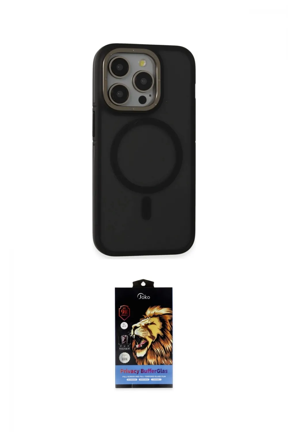 ieg™ iPhone 15 Pro Max Kılıf Ahenk Form Serisi - Siyah Buffer Hayalet Cam Ekran Koruyucu