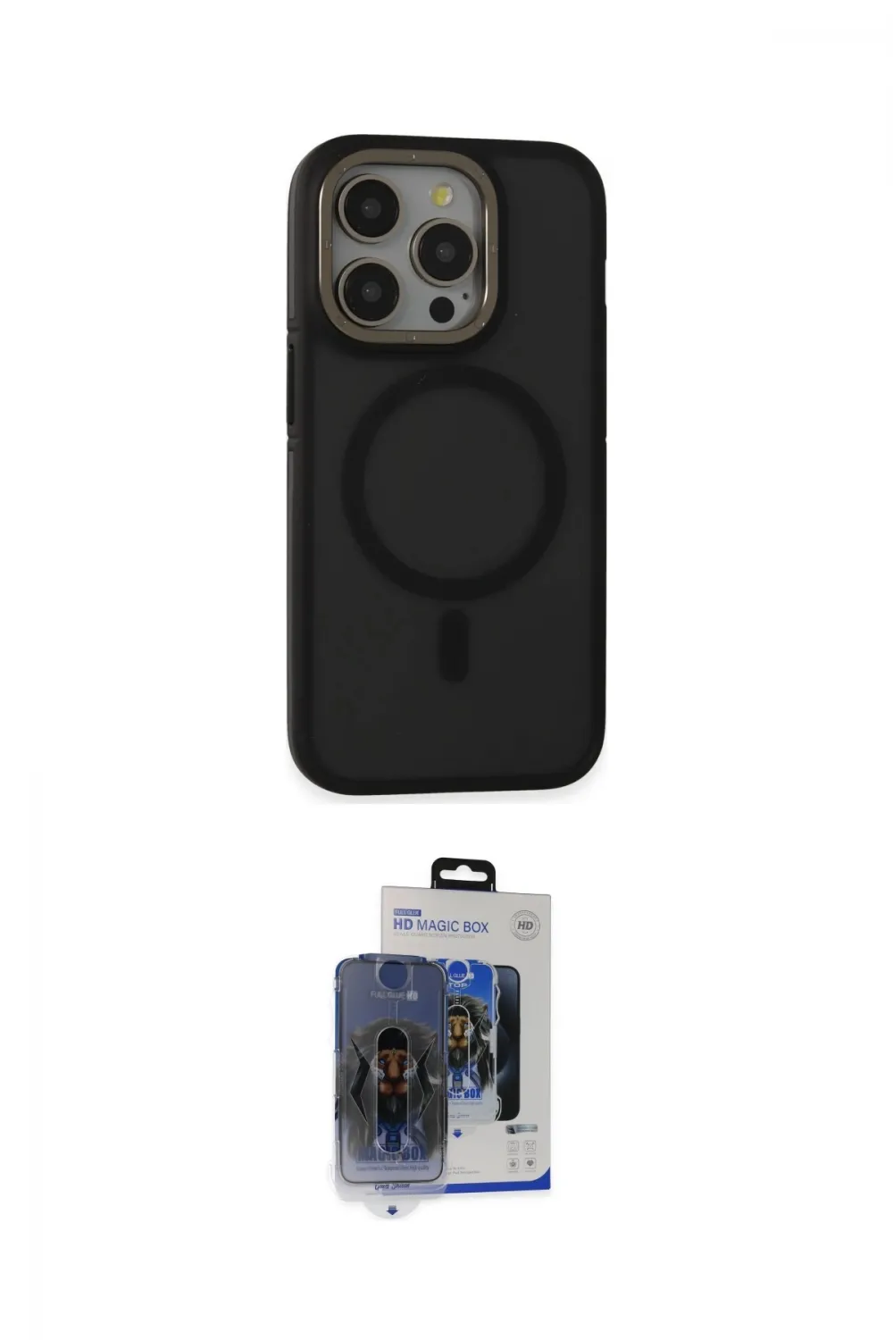 ieg™ iPhone 15 Pro Max Kılıf Ahenk Form Serisi - Siyah Vanessa Magic Cam