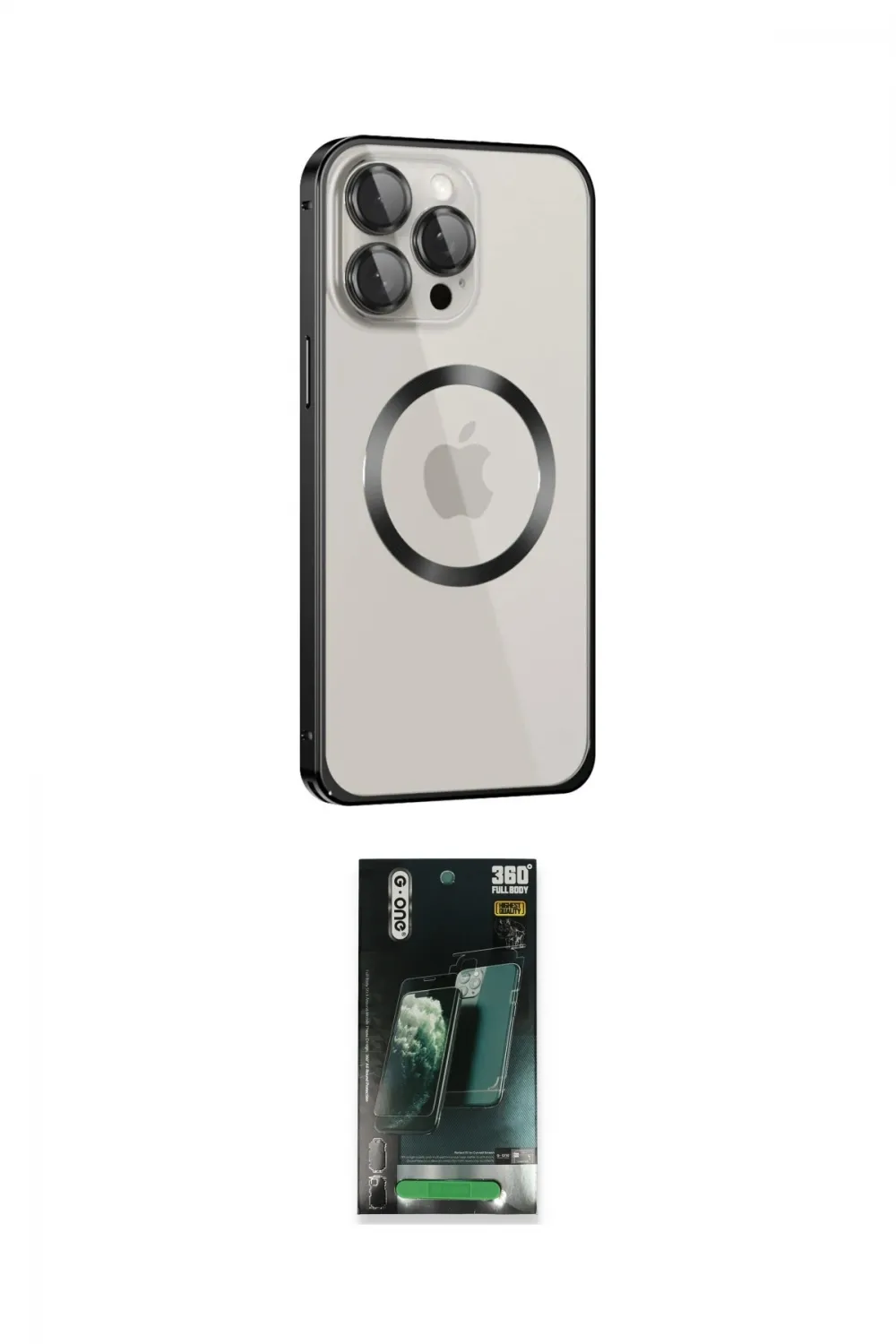 ieg™ iPhone 15 Pro Max Kılıf Ahenk Işık Serisi - Şeffaf 360 Full Body Arka Koruyucu