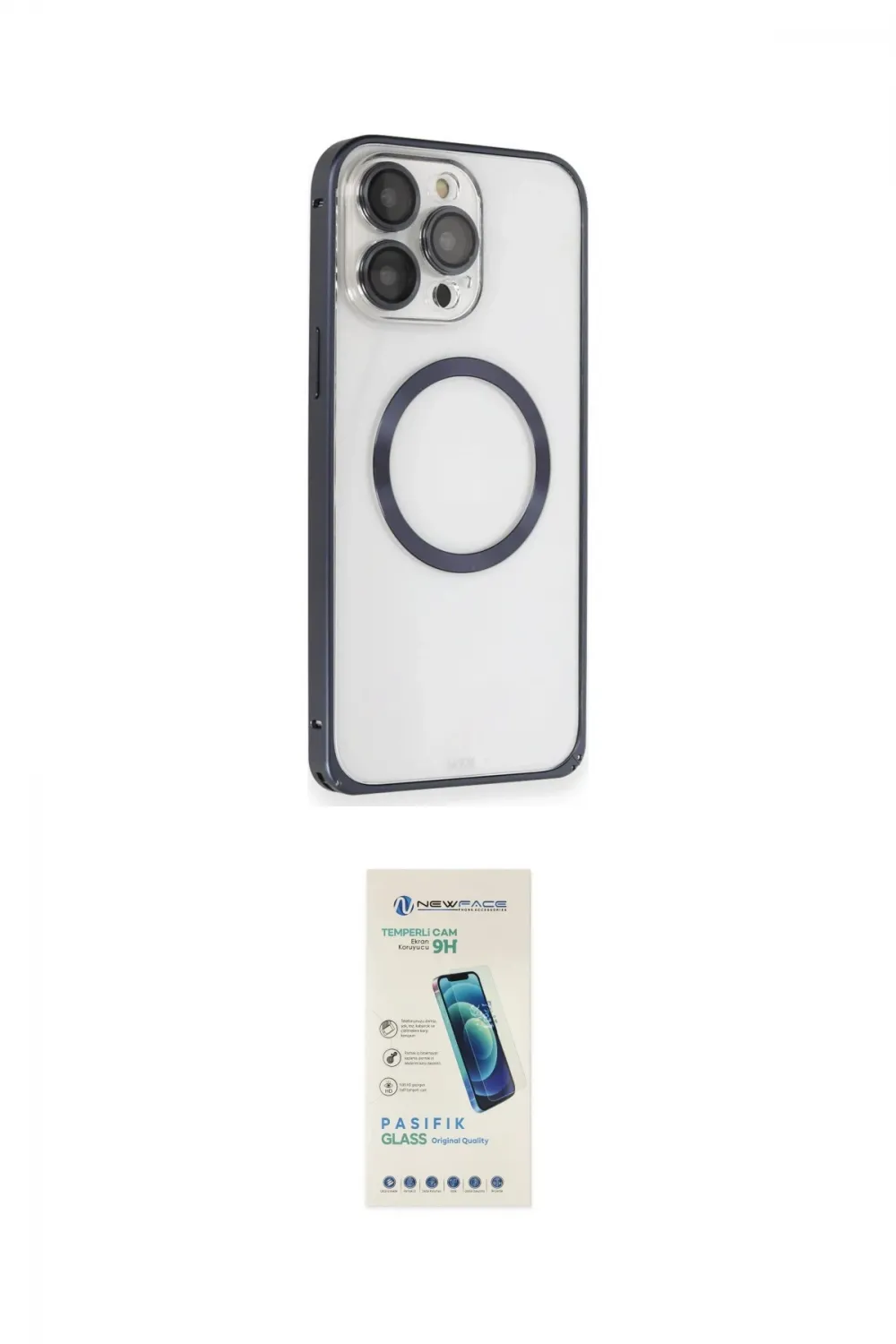 ieg™ iPhone 15 Pro Max Kılıf Ahenk Işık Serisi - Şeffaf Pasifik Cam Ekran Koruyucu