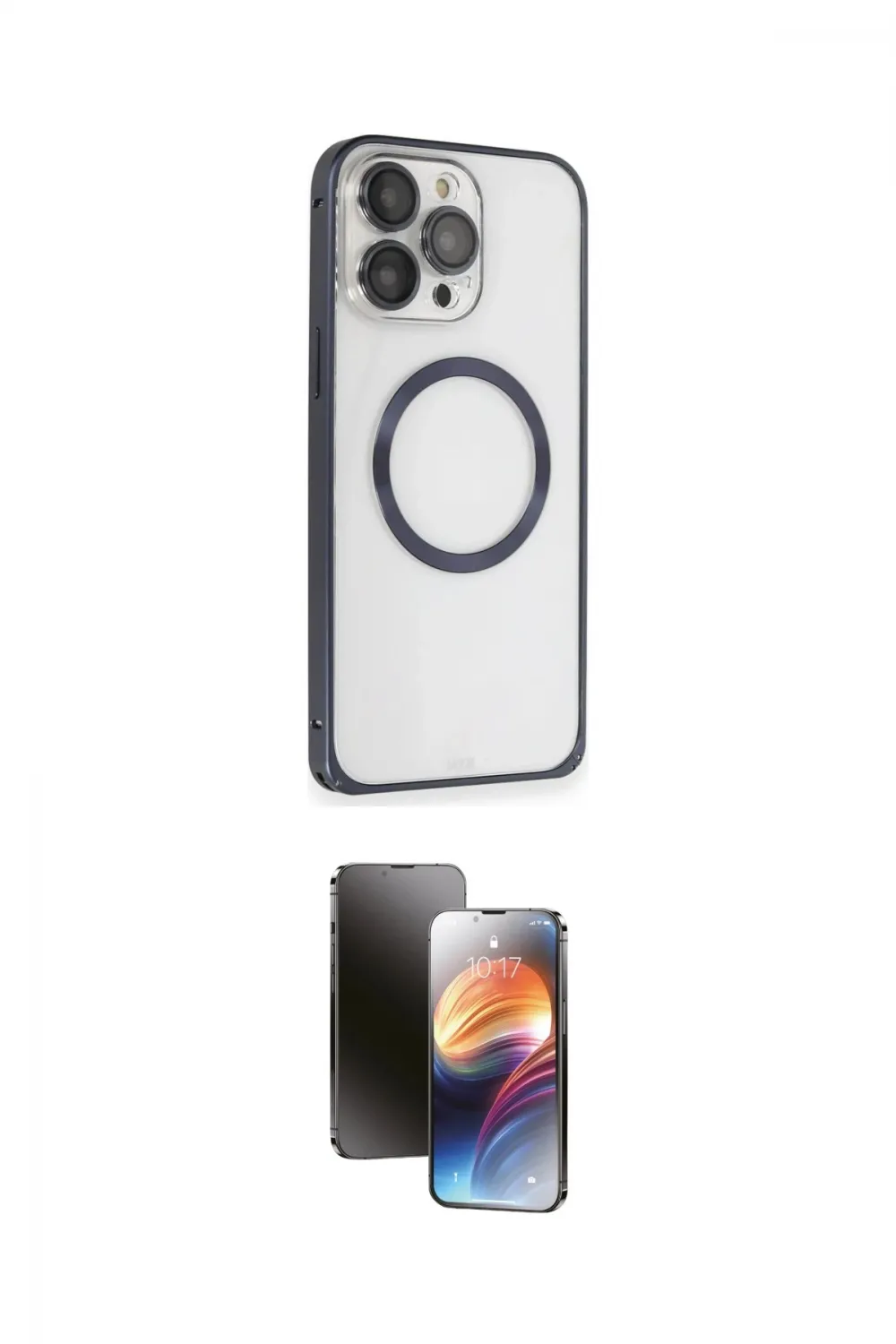 ieg™ iPhone 15 Pro Max Kılıf Ahenk Işık Serisi - Siyah 3D Antistatik Mat Seramik Nano Ekran Koruyucu