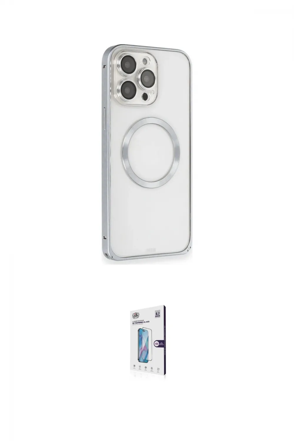 ieg™ iPhone 15 Pro Max Kılıf Ahenk Işık Serisi - Siyah Bilvis 0.18mm Plus Cam Ekran Koruyucu