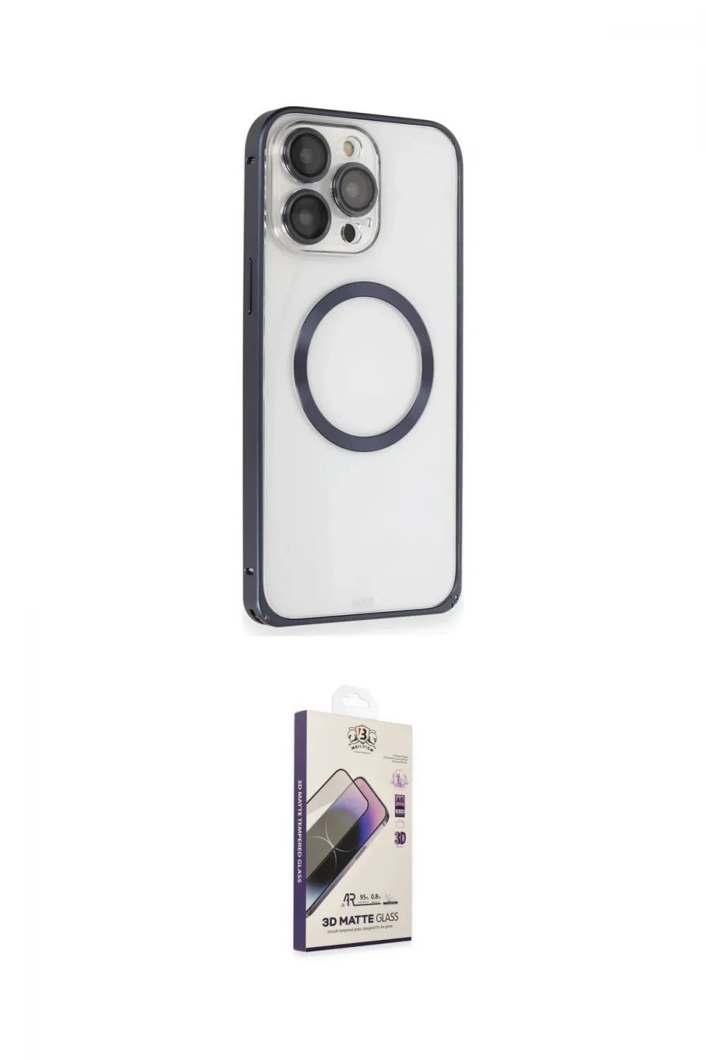 ieg™ iPhone 15 Pro Max Kılıf Ahenk Işık Serisi - Siyah Bilvis 3D Mat Cam Ekran Koruyucu