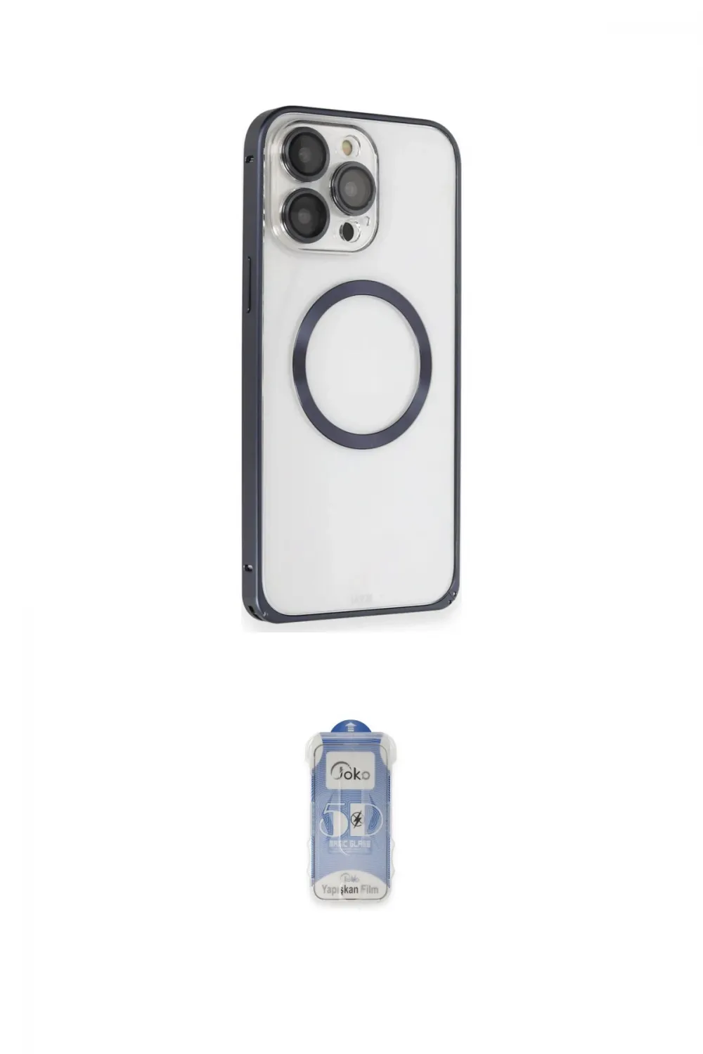 ieg™ iPhone 15 Pro Max Kılıf Ahenk Işık Serisi - Siyah Joko Magic 5D Cam