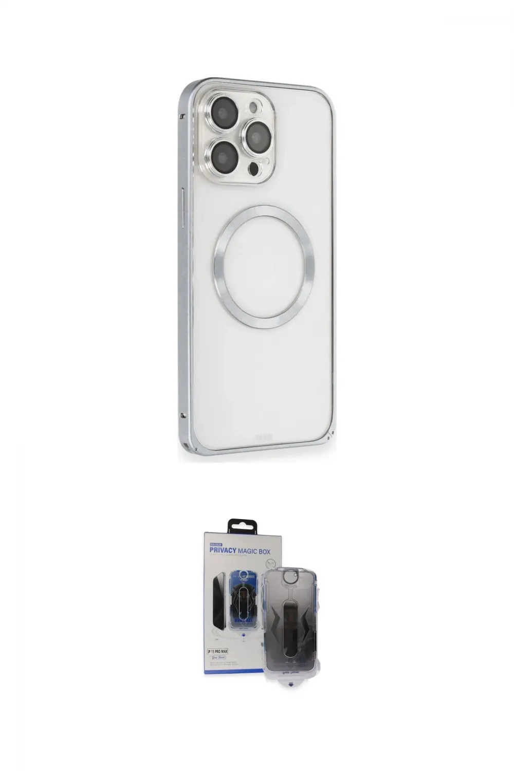 ieg™ iPhone 15 Pro Max Kılıf Ahenk Işık Serisi - Siyah Vanessa Magic Hayalet Cam