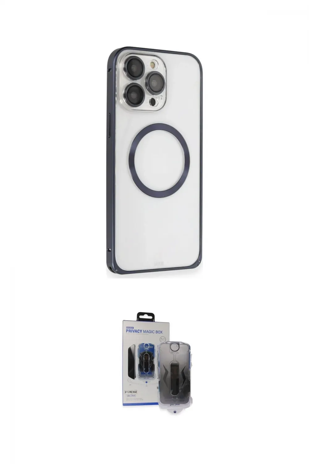 ieg™ iPhone 15 Pro Max Kılıf Ahenk Işık Serisi - Siyah Vanessa Magic Hayalet Cam