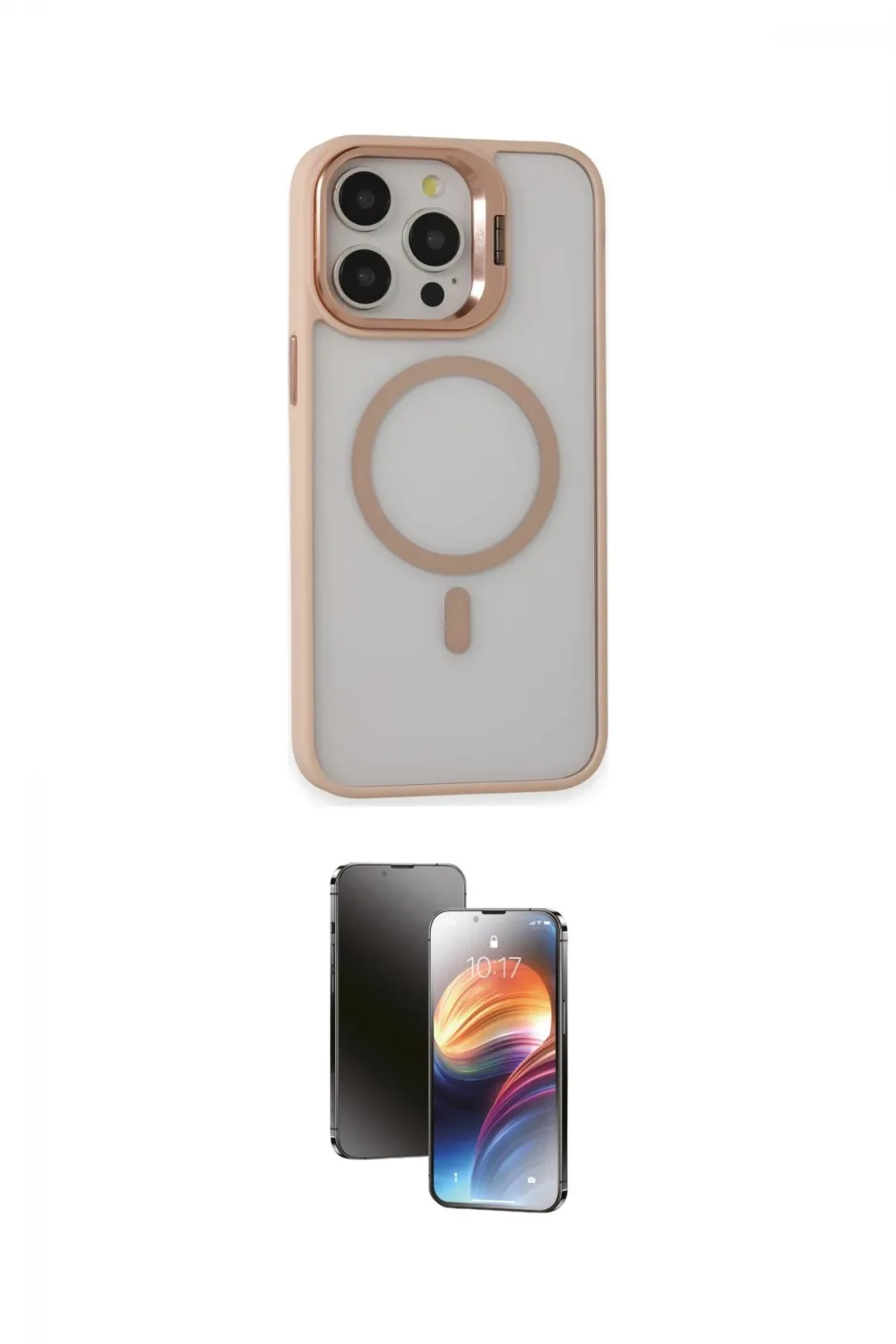 ieg™ iPhone 15 Pro Max Kılıf Ahenk Klasik Özel Seri - Siyah 3D Antistatik Mat Seramik Nano Ekran Koruyucu