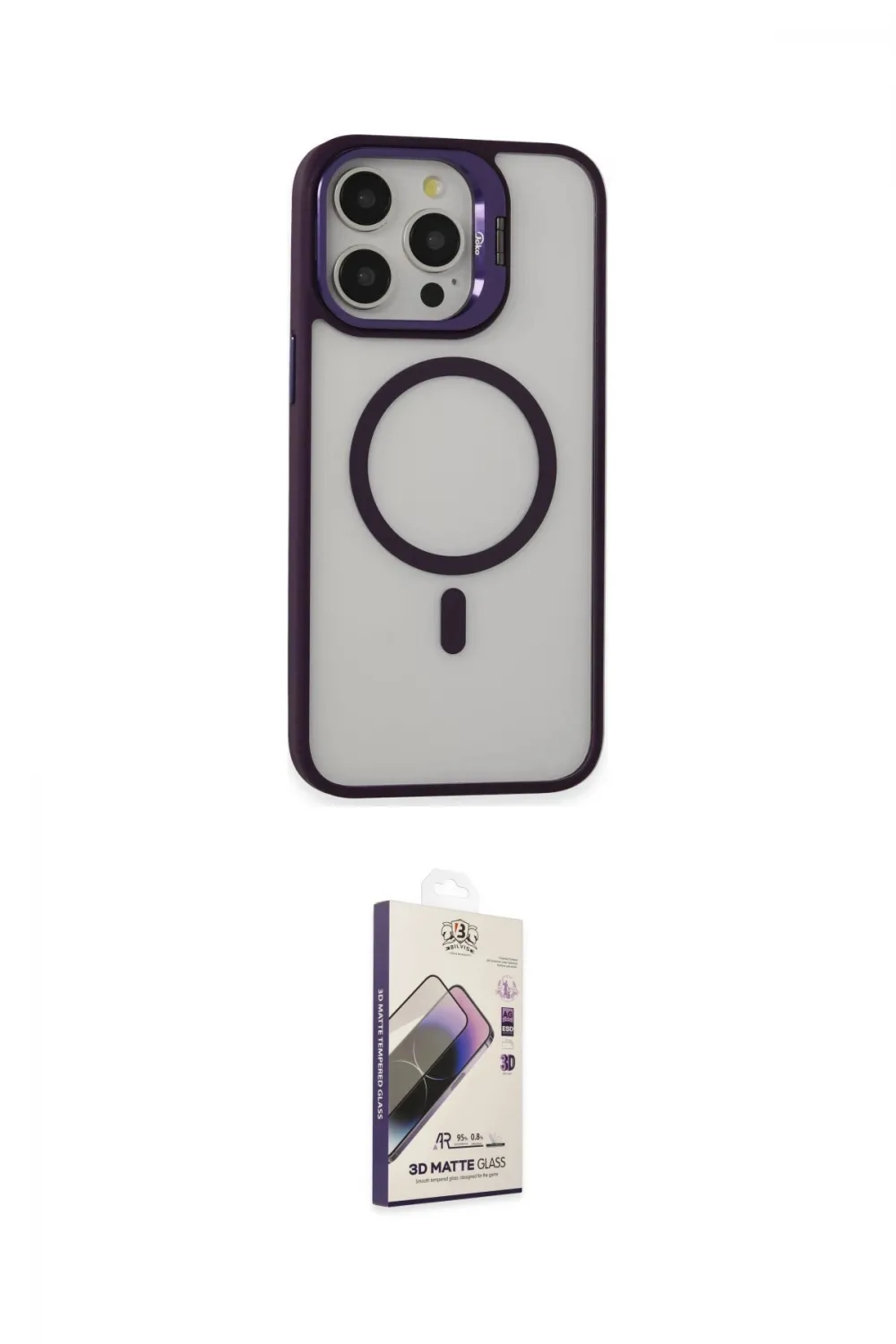 ieg™ iPhone 15 Pro Max Kılıf Ahenk Klasik Özel Seri - Siyah Bilvis 3D Mat Cam Ekran Koruyucu