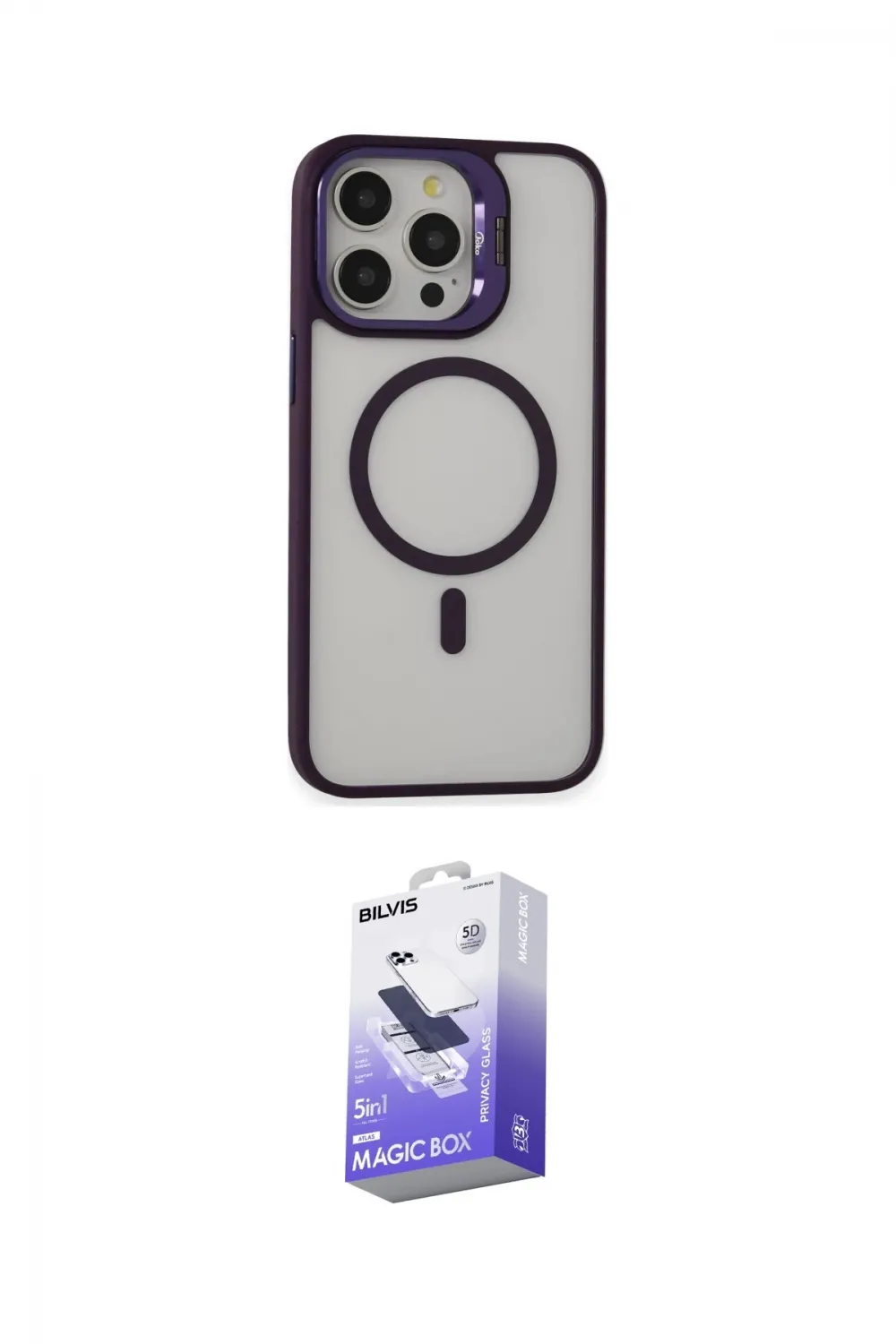 ieg™ iPhone 15 Pro Max Kılıf Ahenk Klasik Özel Seri - Siyah Bilvis 5in1 5D Magic Hayalet Cam Ekran Koruyucu