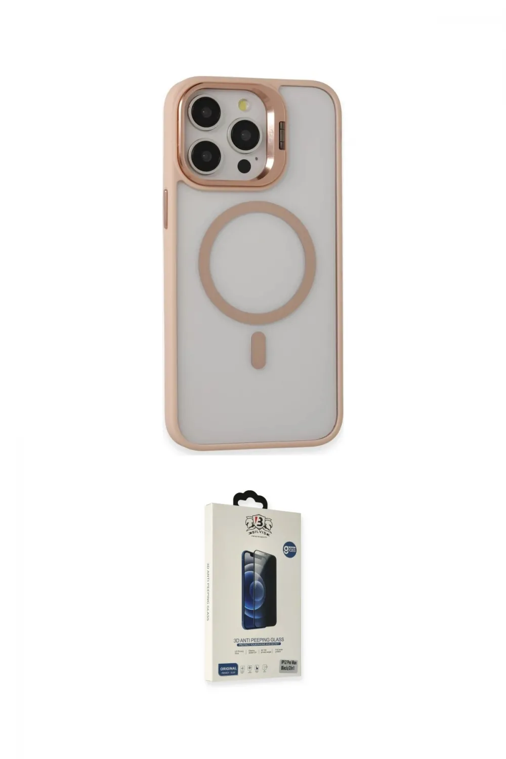 ieg™ iPhone 15 Pro Max Kılıf Ahenk Klasik Özel Seri - Siyah Bilvis Hayalet Cam Ekran Koruyucu