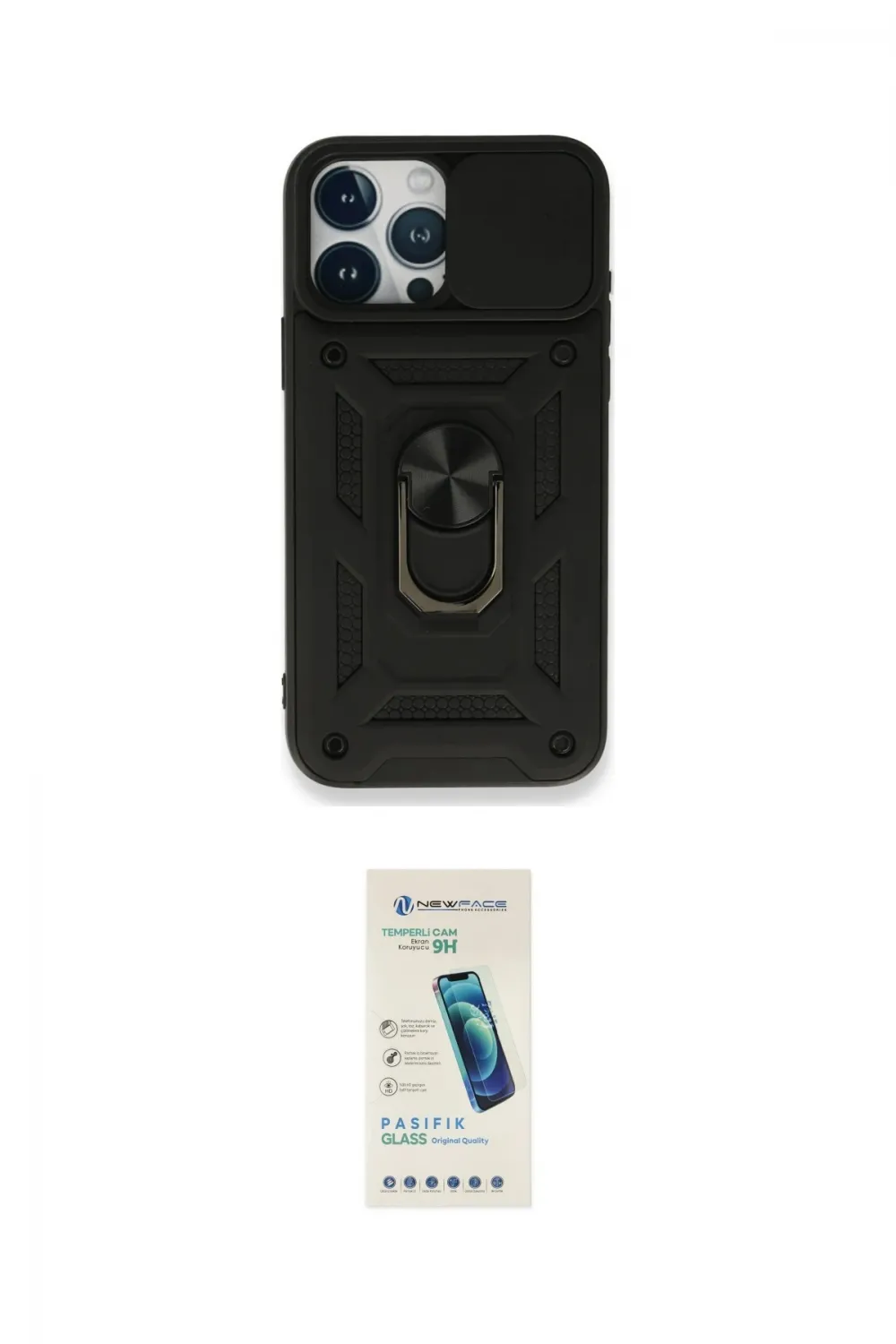 ieg™ iPhone 15 Pro Max Kılıf Ahenk Klasik - Şeffaf Pasifik Cam Ekran Koruyucu