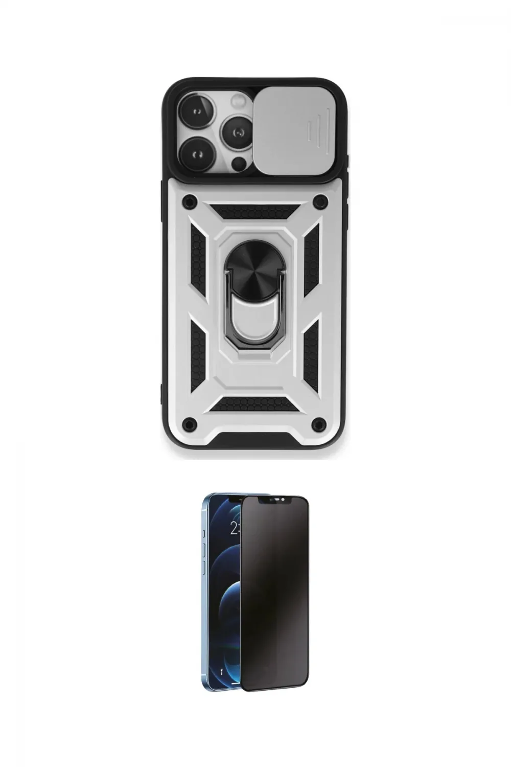 ieg™ iPhone 15 Pro Max Kılıf Ahenk Klasik - Siyah 3D Antistatik Hayalet Cam Ekran Koruyucu