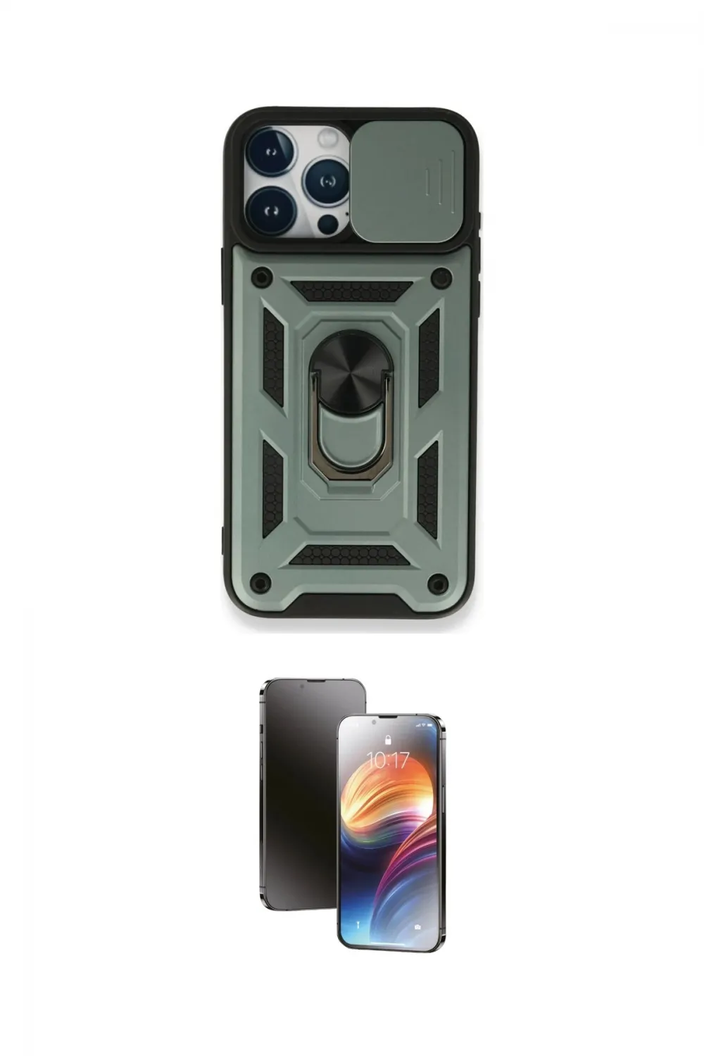 ieg™ iPhone 15 Pro Max Kılıf Ahenk Klasik - Siyah 3D Antistatik Mat Seramik Nano Ekran Koruyucu