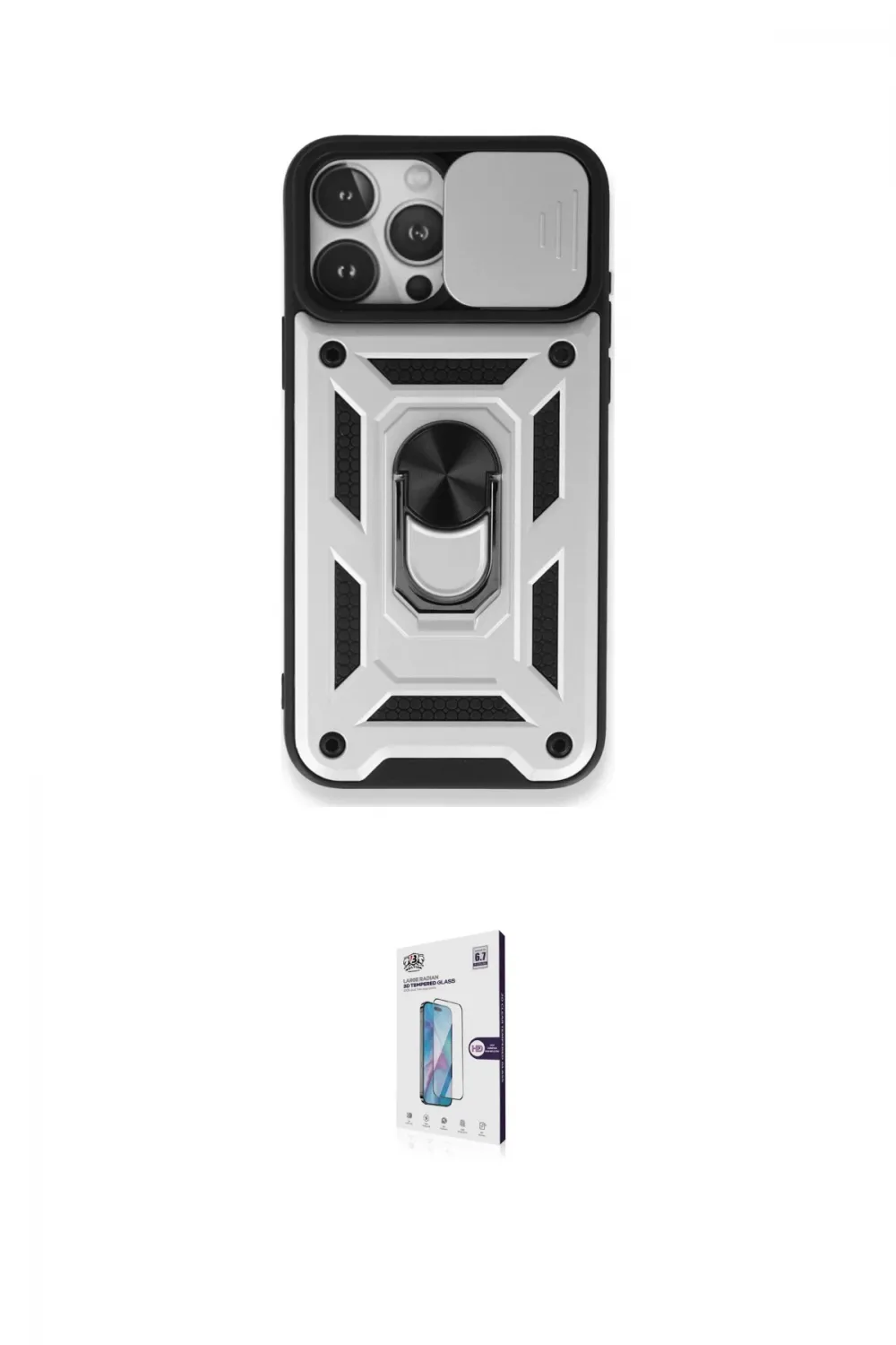 ieg™ iPhone 15 Pro Max Kılıf Ahenk Klasik - Siyah Bilvis 0.18mm Plus Cam Ekran Koruyucu