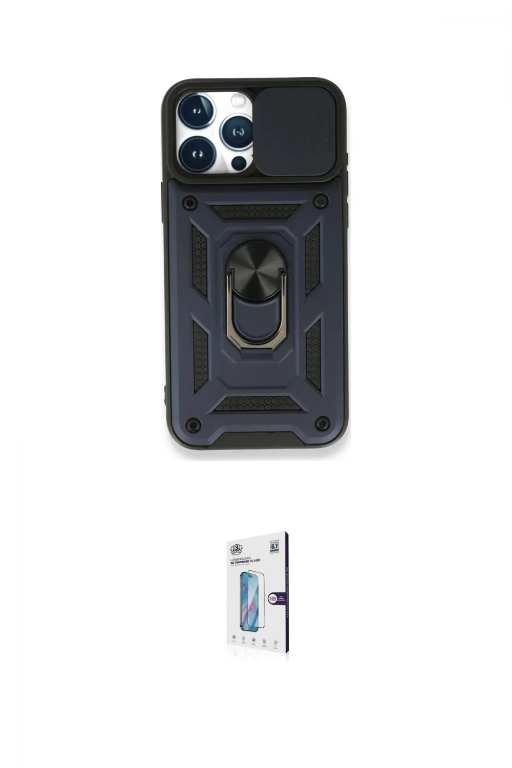ieg™ iPhone 15 Pro Max Kılıf Ahenk Klasik - Siyah Bilvis 0.18mm Plus Cam Ekran Koruyucu