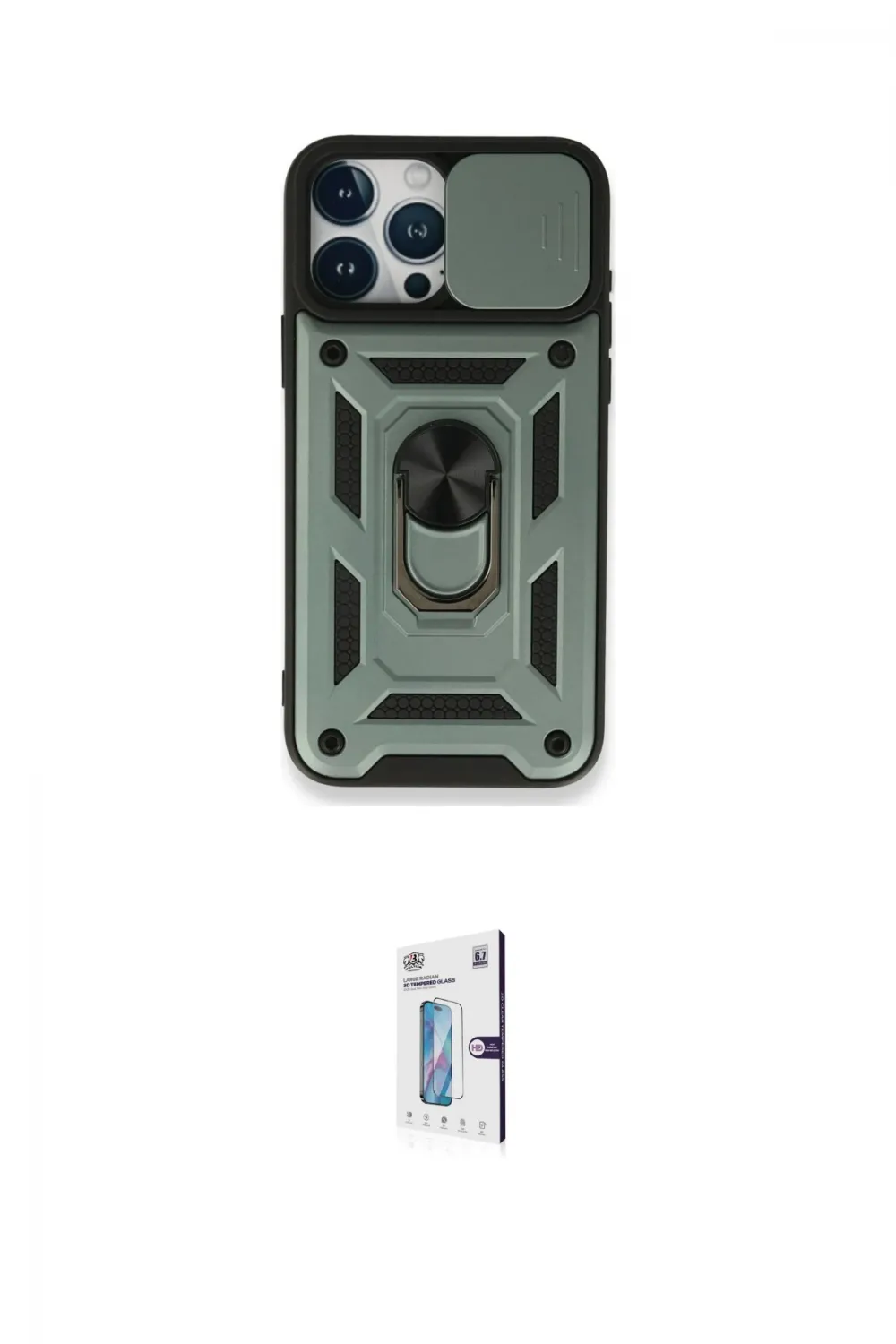 ieg™ iPhone 15 Pro Max Kılıf Ahenk Klasik - Siyah Bilvis 0.18mm Plus Cam Ekran Koruyucu