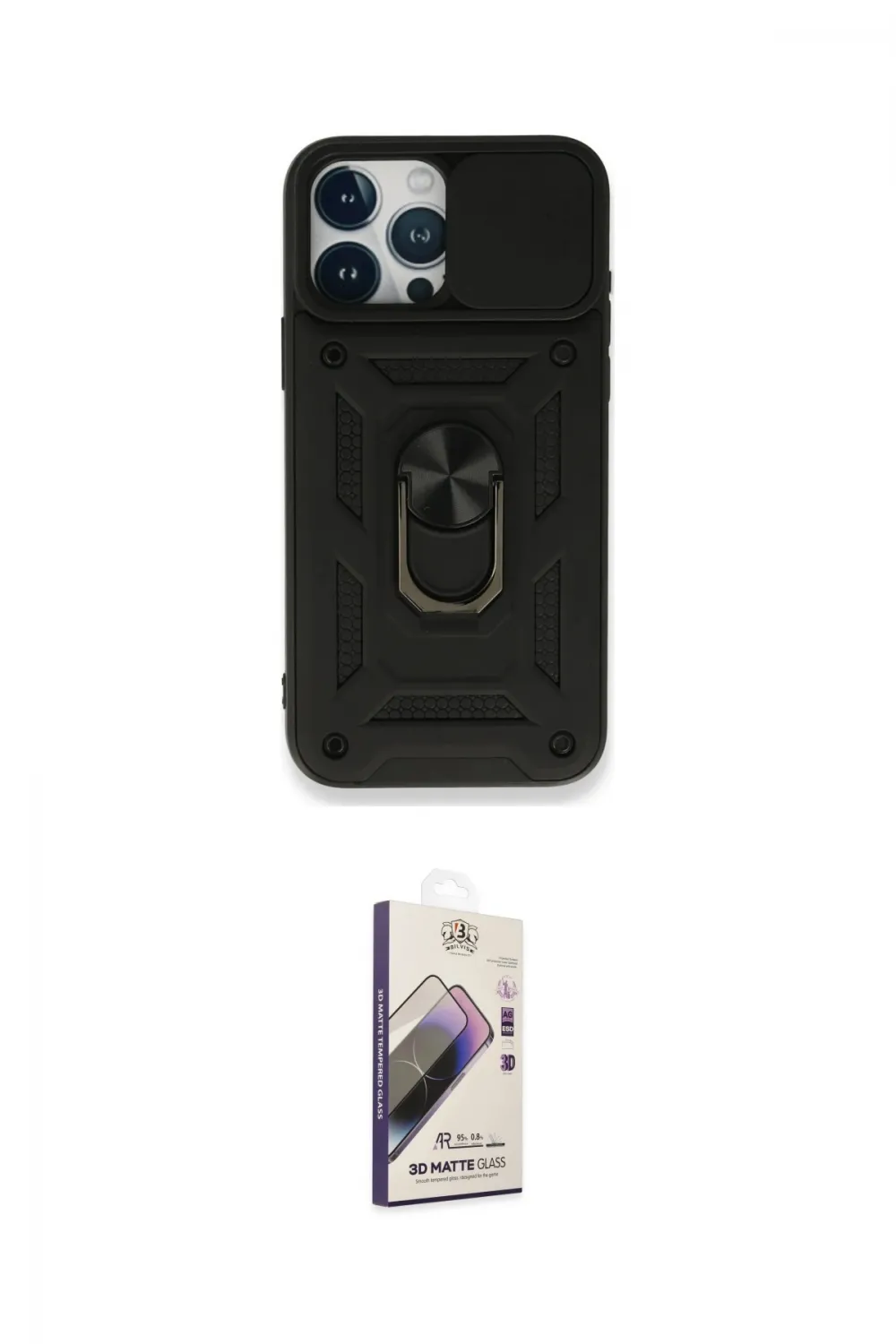 ieg™ iPhone 15 Pro Max Kılıf Ahenk Klasik - Siyah Bilvis 3D Mat Cam Ekran Koruyucu