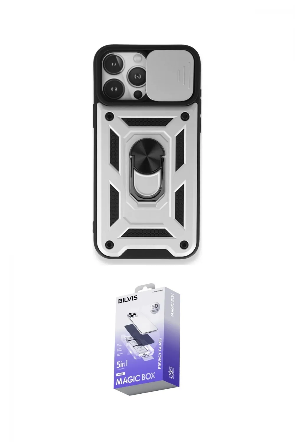 ieg™ iPhone 15 Pro Max Kılıf Ahenk Klasik - Siyah Bilvis 5in1 5D Magic Hayalet Cam Ekran Koruyucu