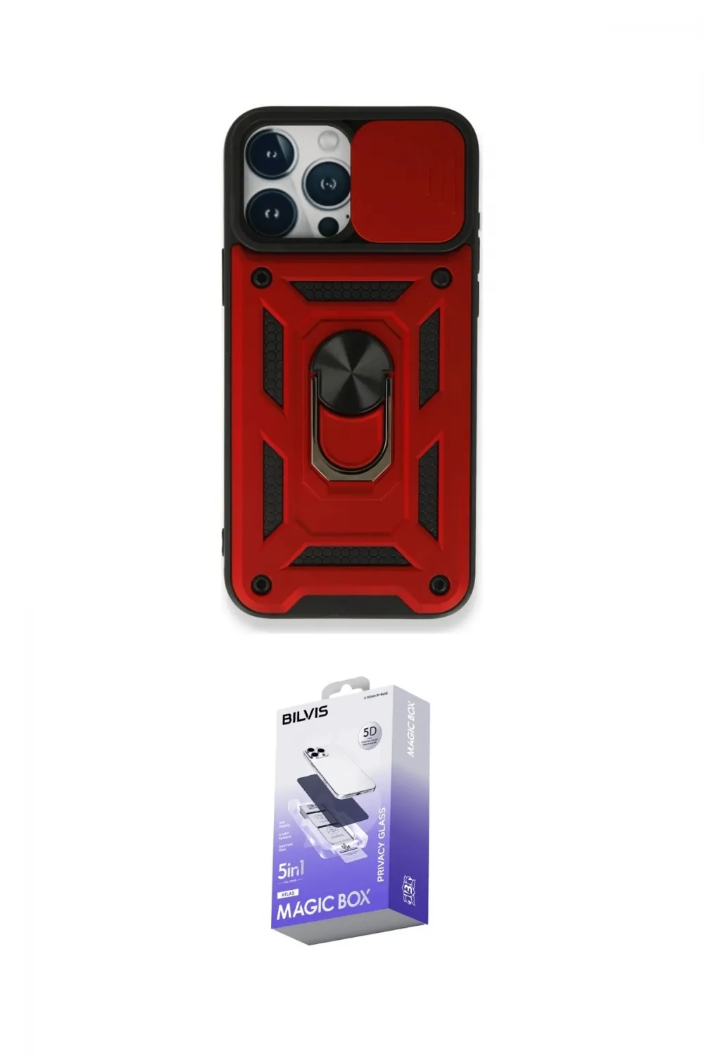 ieg™ iPhone 15 Pro Max Kılıf Ahenk Klasik - Siyah Bilvis 5in1 5D Magic Hayalet Cam Ekran Koruyucu