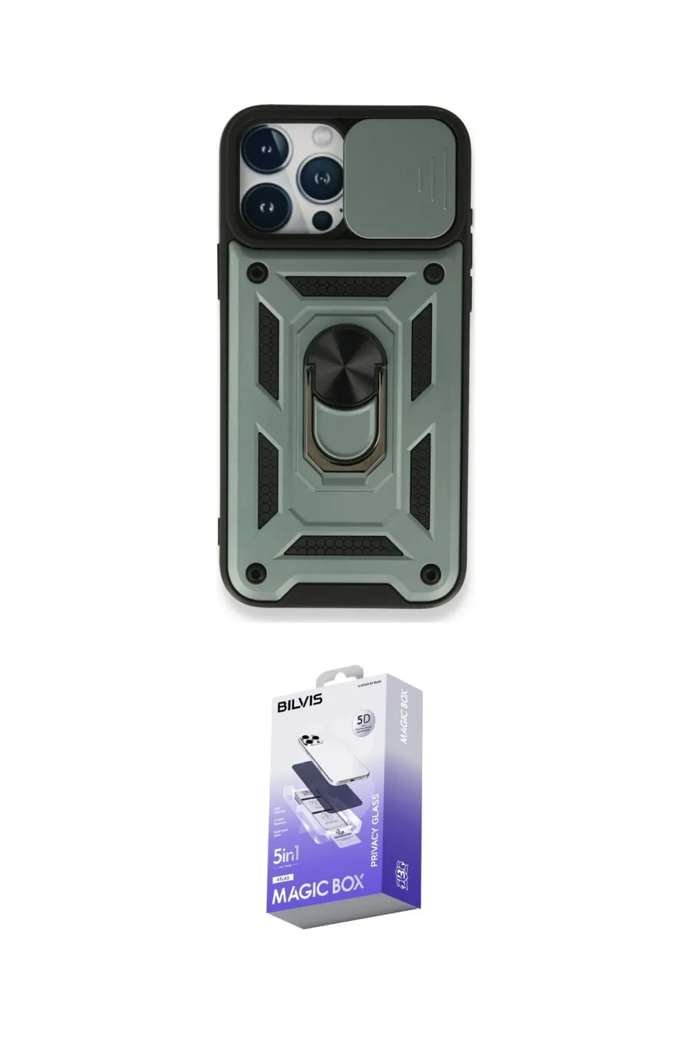 ieg™ iPhone 15 Pro Max Kılıf Ahenk Klasik - Siyah Bilvis 5in1 5D Magic Hayalet Cam Ekran Koruyucu