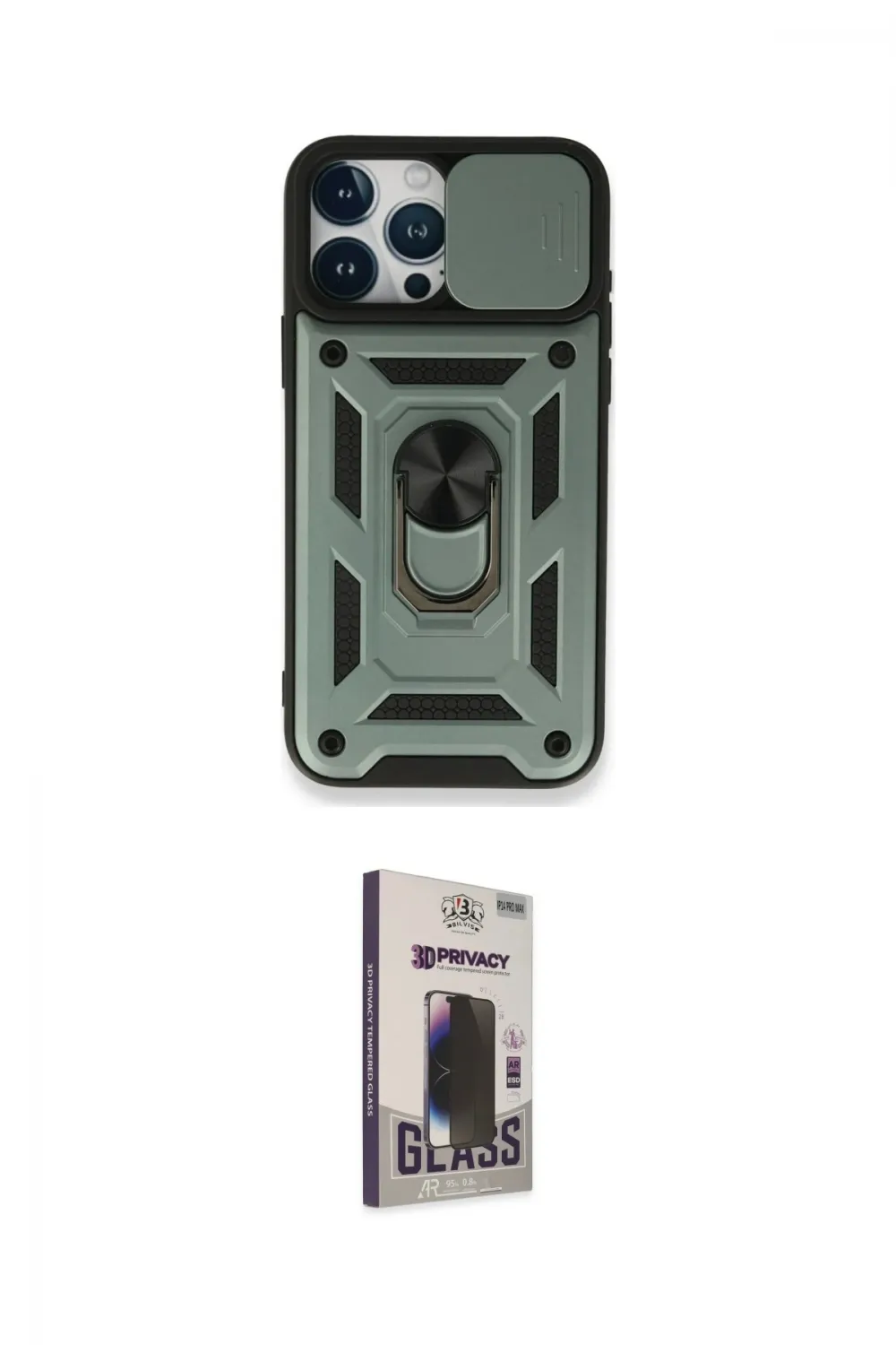 ieg™ iPhone 15 Pro Max Kılıf Ahenk Klasik - Siyah Bilvis Hayalet Cam Ekran Koruyucu
