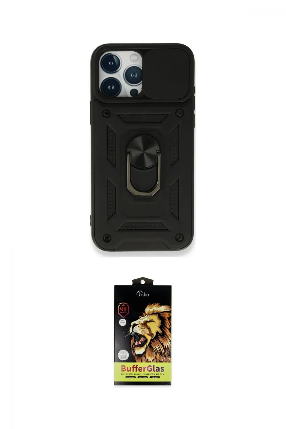 ieg™ iPhone 15 Pro Max Kılıf Ahenk Klasik - Siyah Buffer Cam Ekran Koruyucu