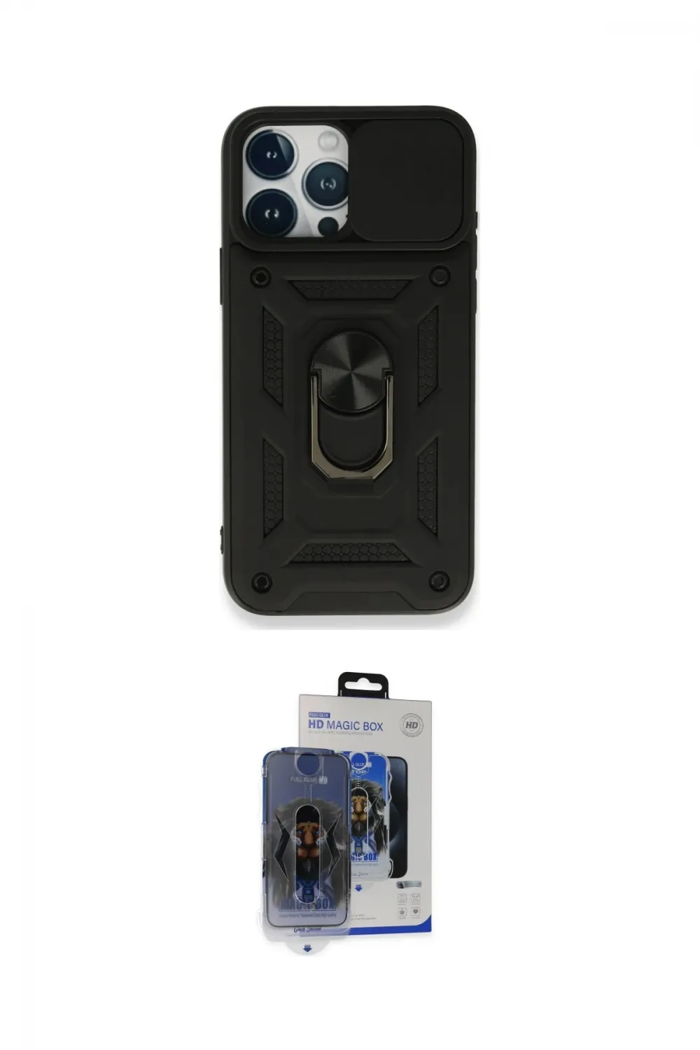 ieg™ iPhone 15 Pro Max Kılıf Ahenk Klasik - Siyah Vanessa Magic Cam